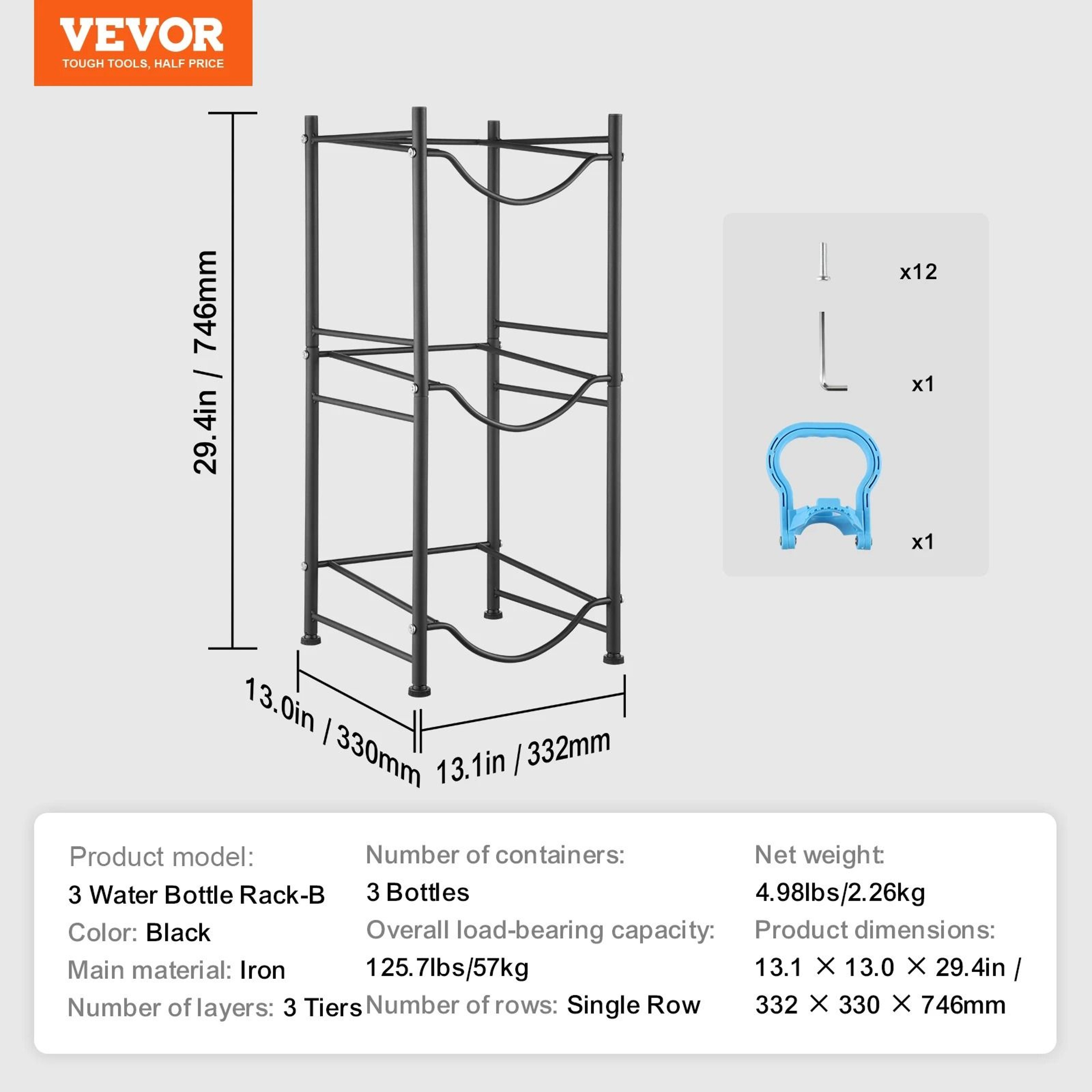 SucceBuy Premium HeavyDuty Water Jug Holder  345Tier Industrial Iron Water Bottle Storage Rack 6