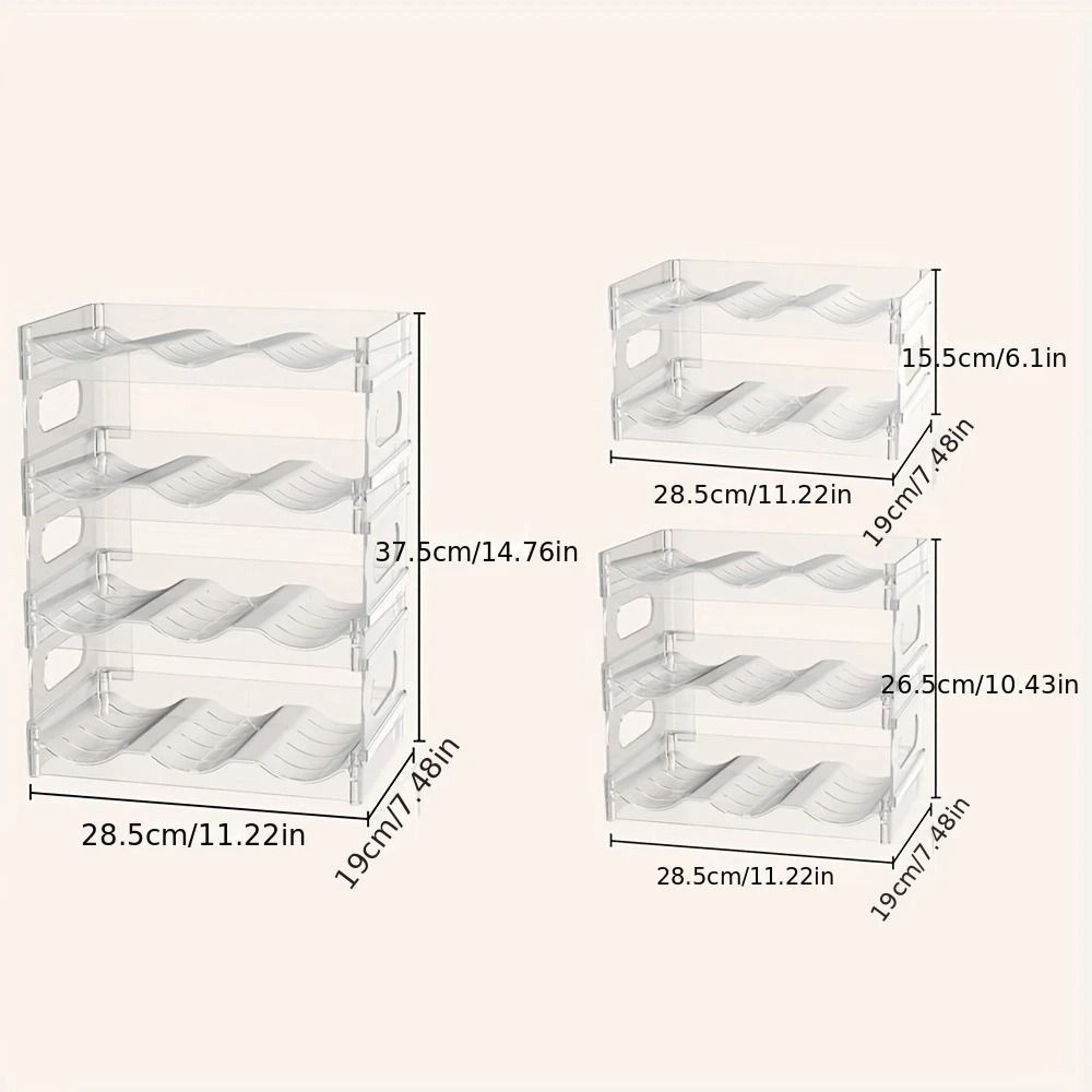 Stackable Water Bottle  Wine Storage Rack  Premium MultiTier Transparent Countertop Organizer 5