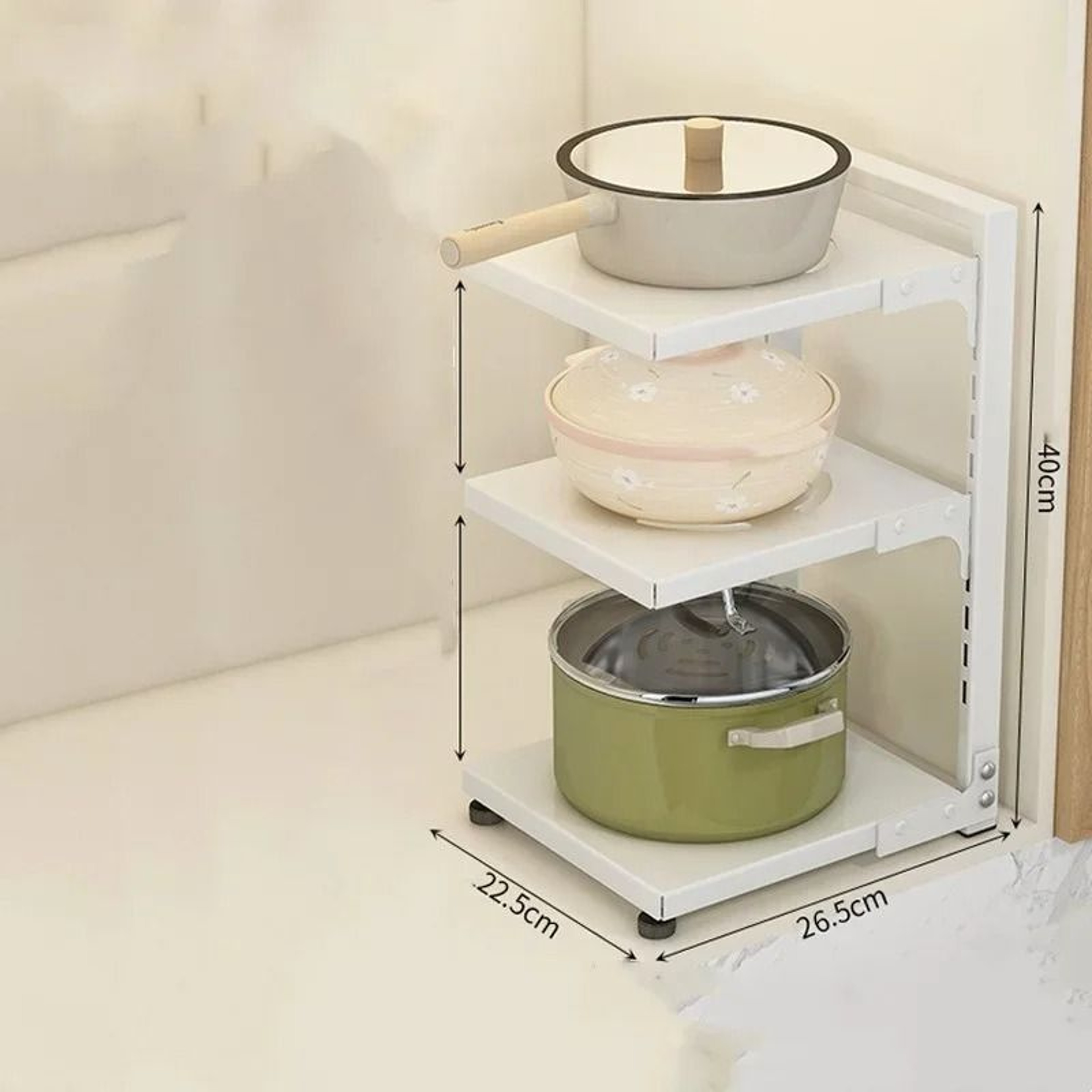 Carbon Steel MultiLayer UnderSink Cabinet  HeavyDuty Pot Organizer Rack 13