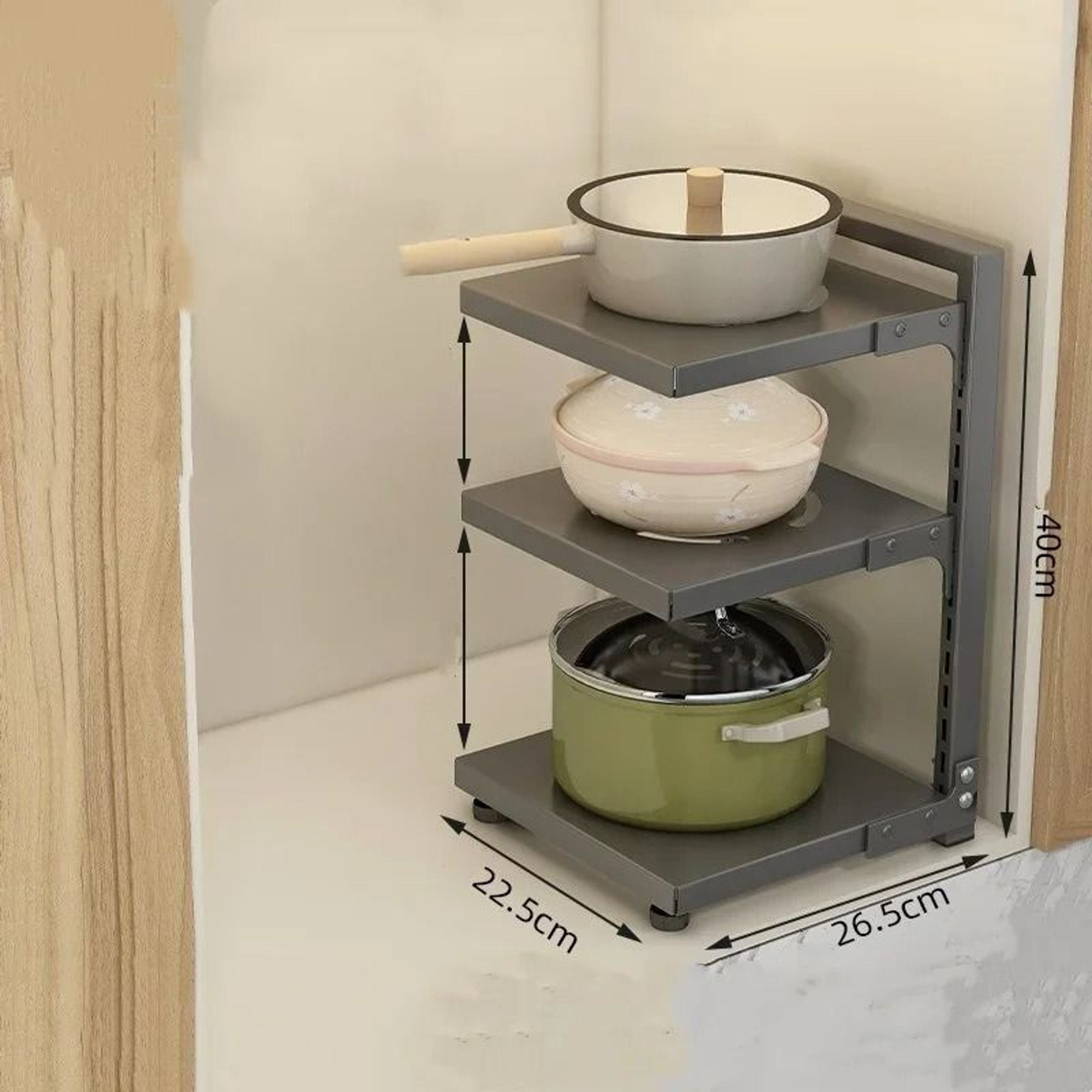Carbon Steel MultiLayer UnderSink Cabinet  HeavyDuty Pot Organizer Rack 7