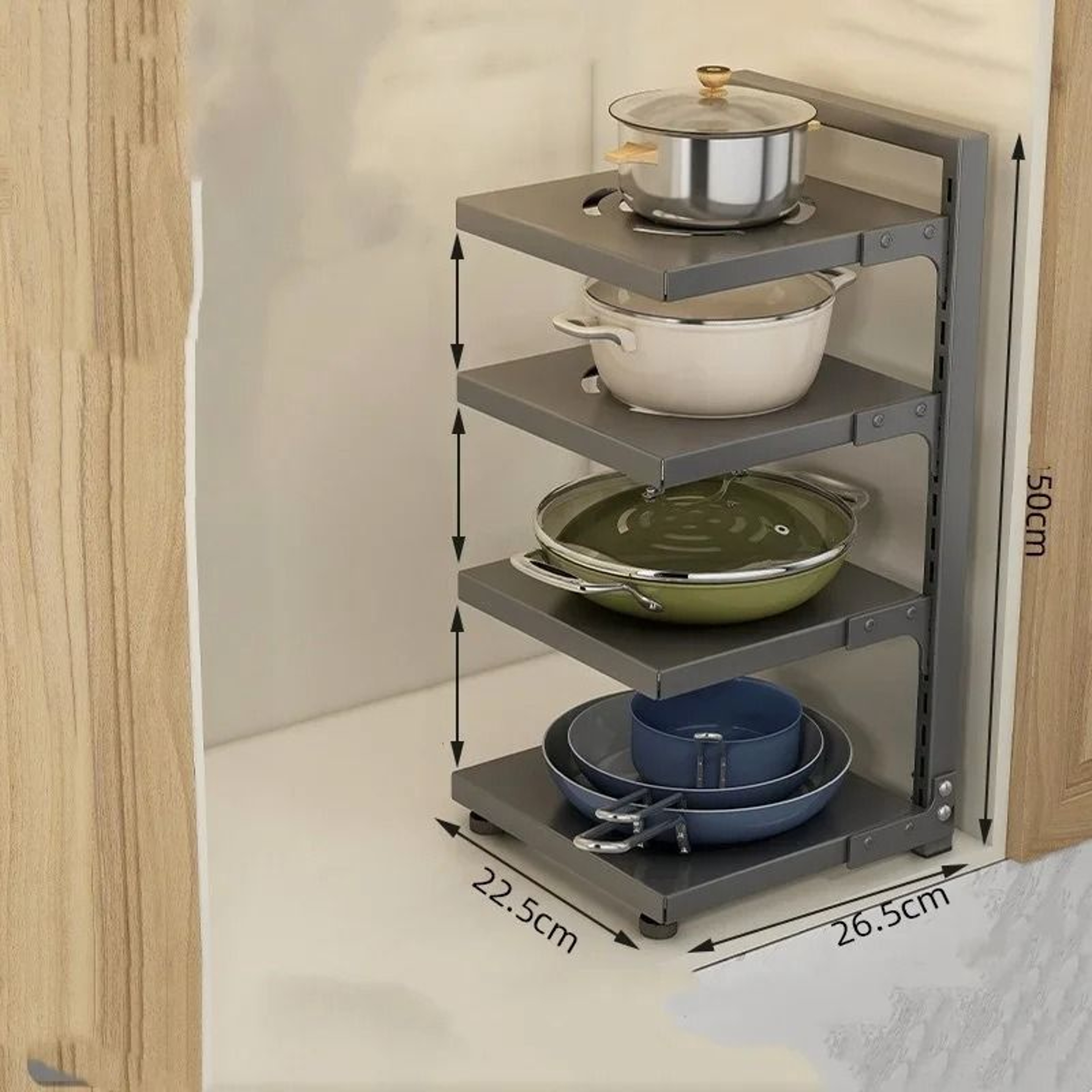 Carbon Steel MultiLayer UnderSink Cabinet  HeavyDuty Pot Organizer Rack 8