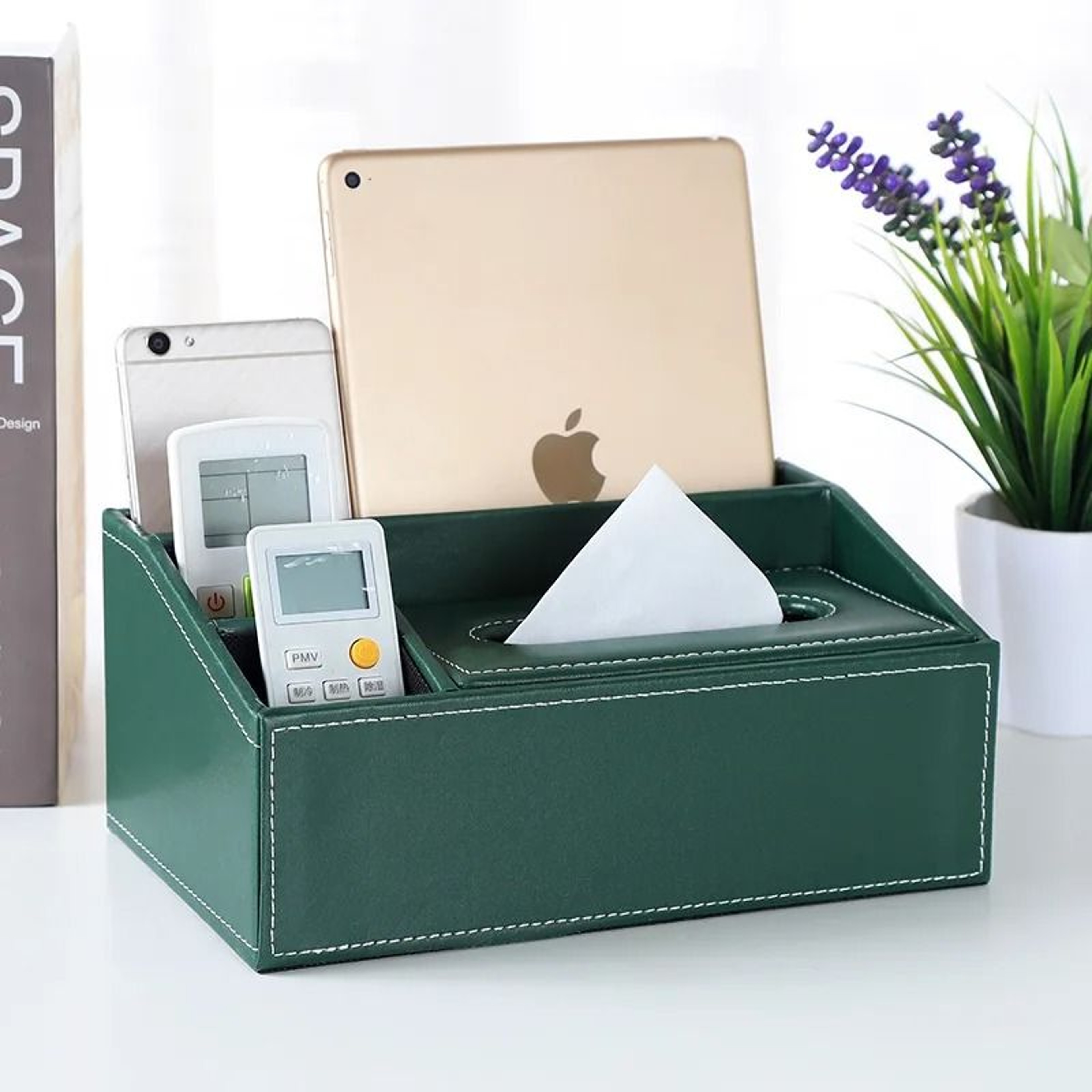 Multifunctional Tissue Box With Stationery Remote Control Organizer 28