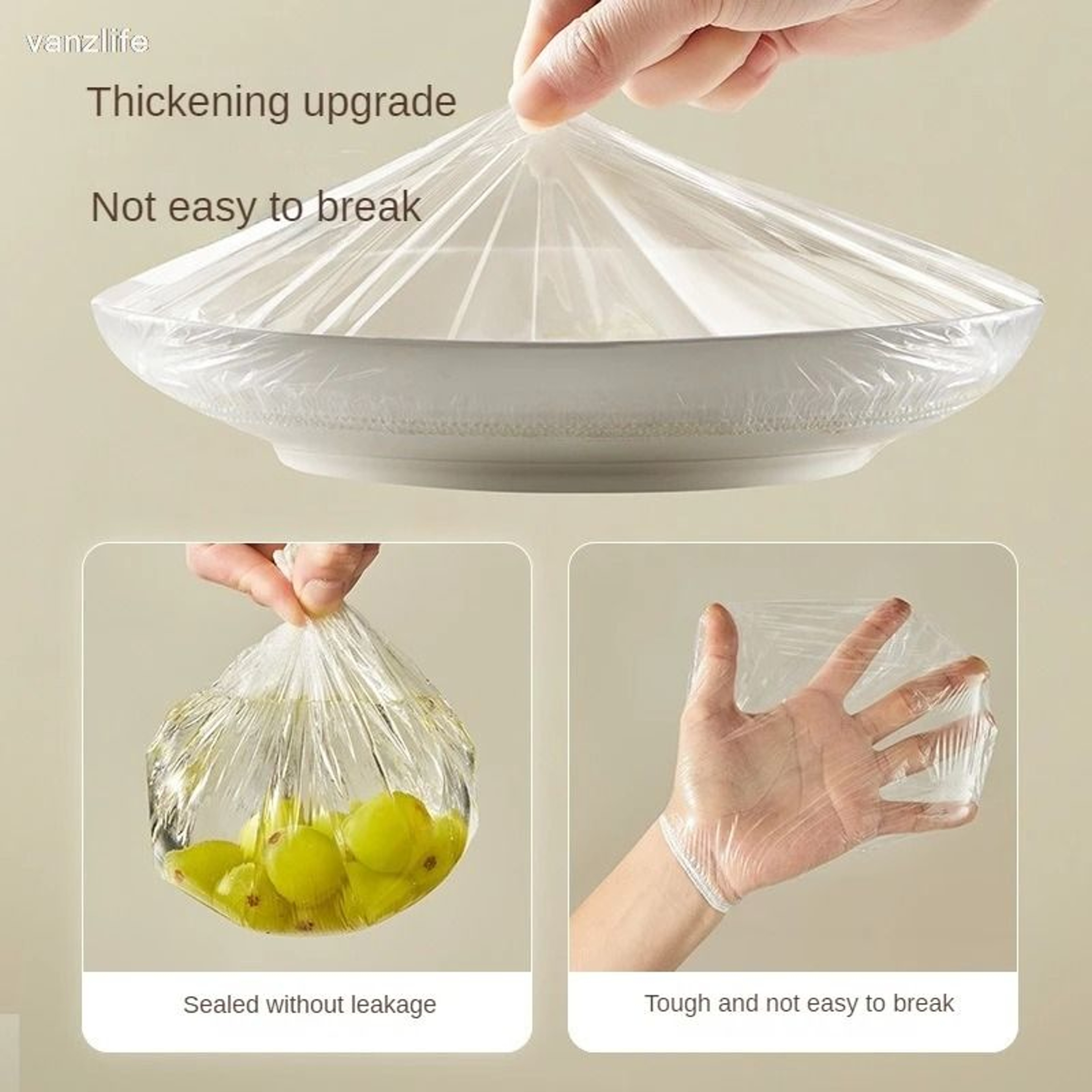 ThreeSet Disposable Plastic Wrap Cover  Removable Food Grade Fruit Preservation Cover 3
