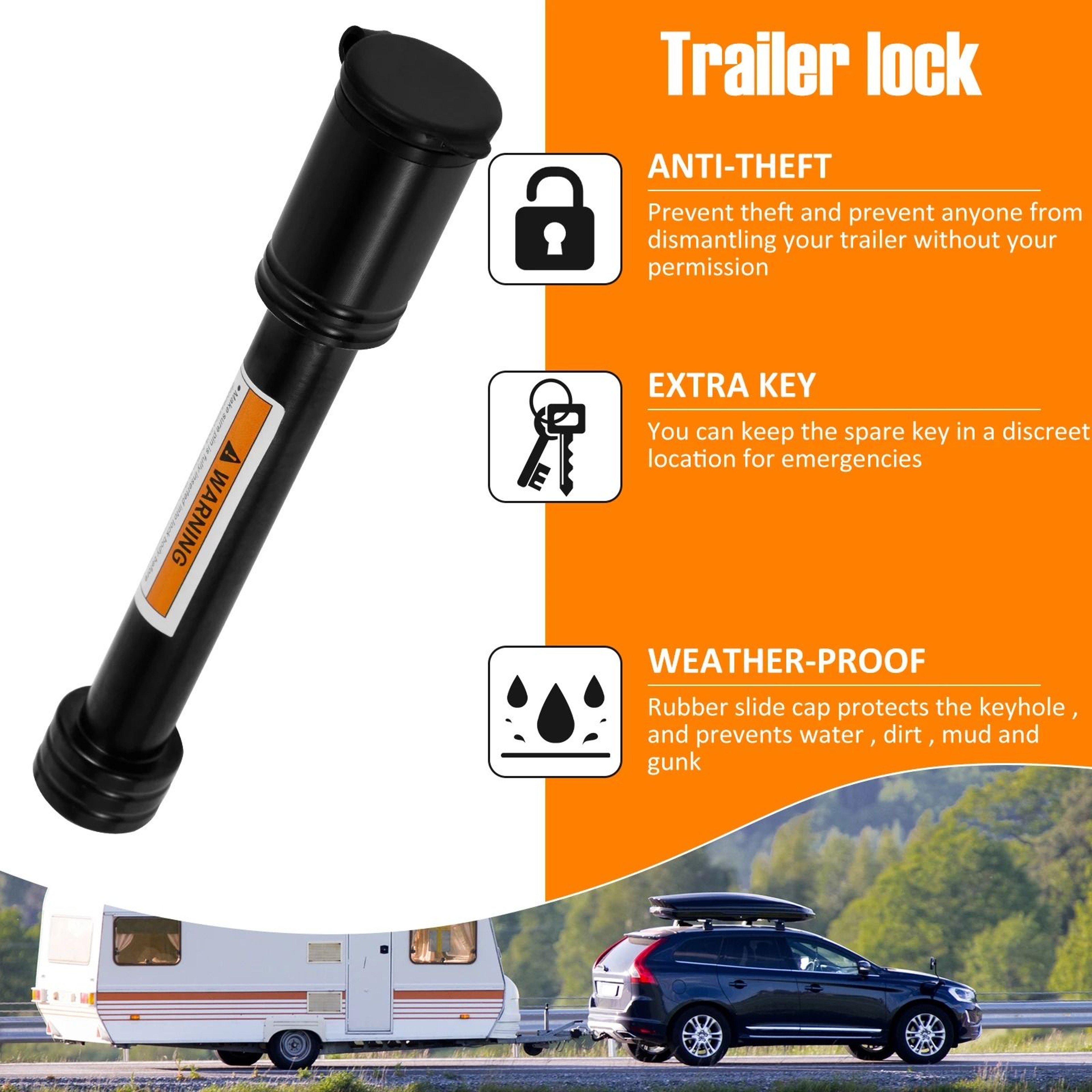 HeavyDuty 58Inch Carbon Steel Trailer Hitch Receiver Lock 1