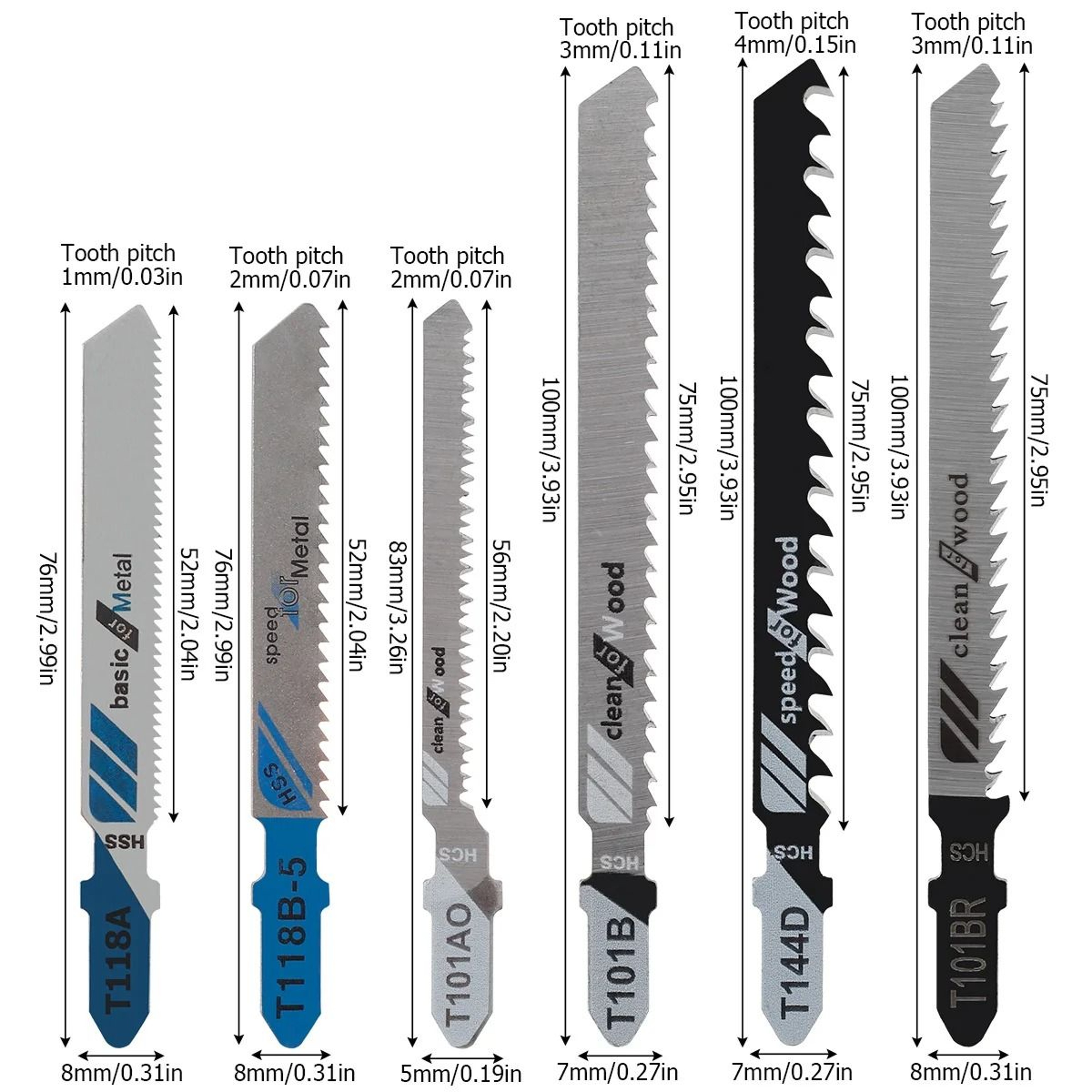 Professional TShank Jigsaw Blade Variety Assortment Pack 5