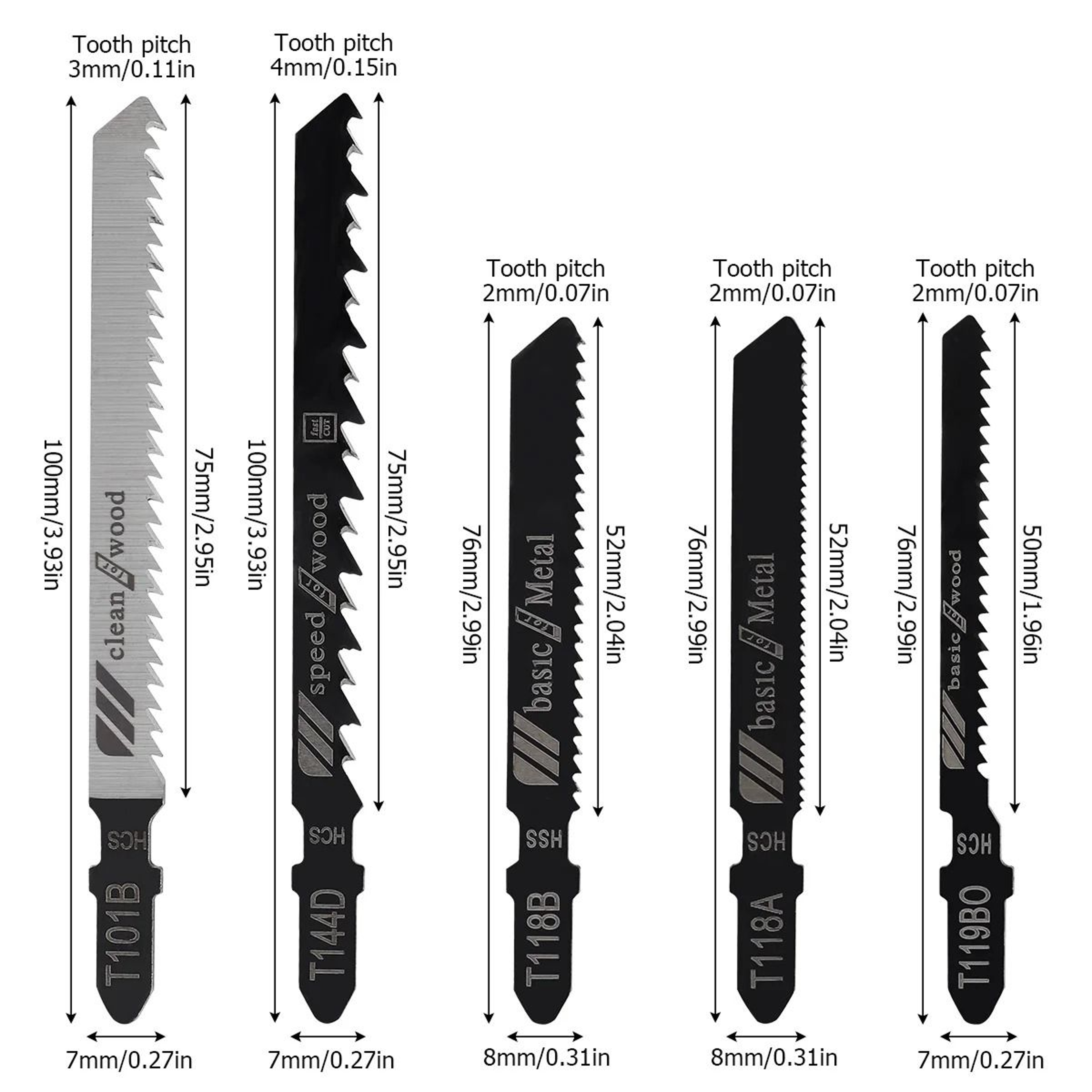 Professional TShank Jigsaw Blade Variety Assortment Pack 6