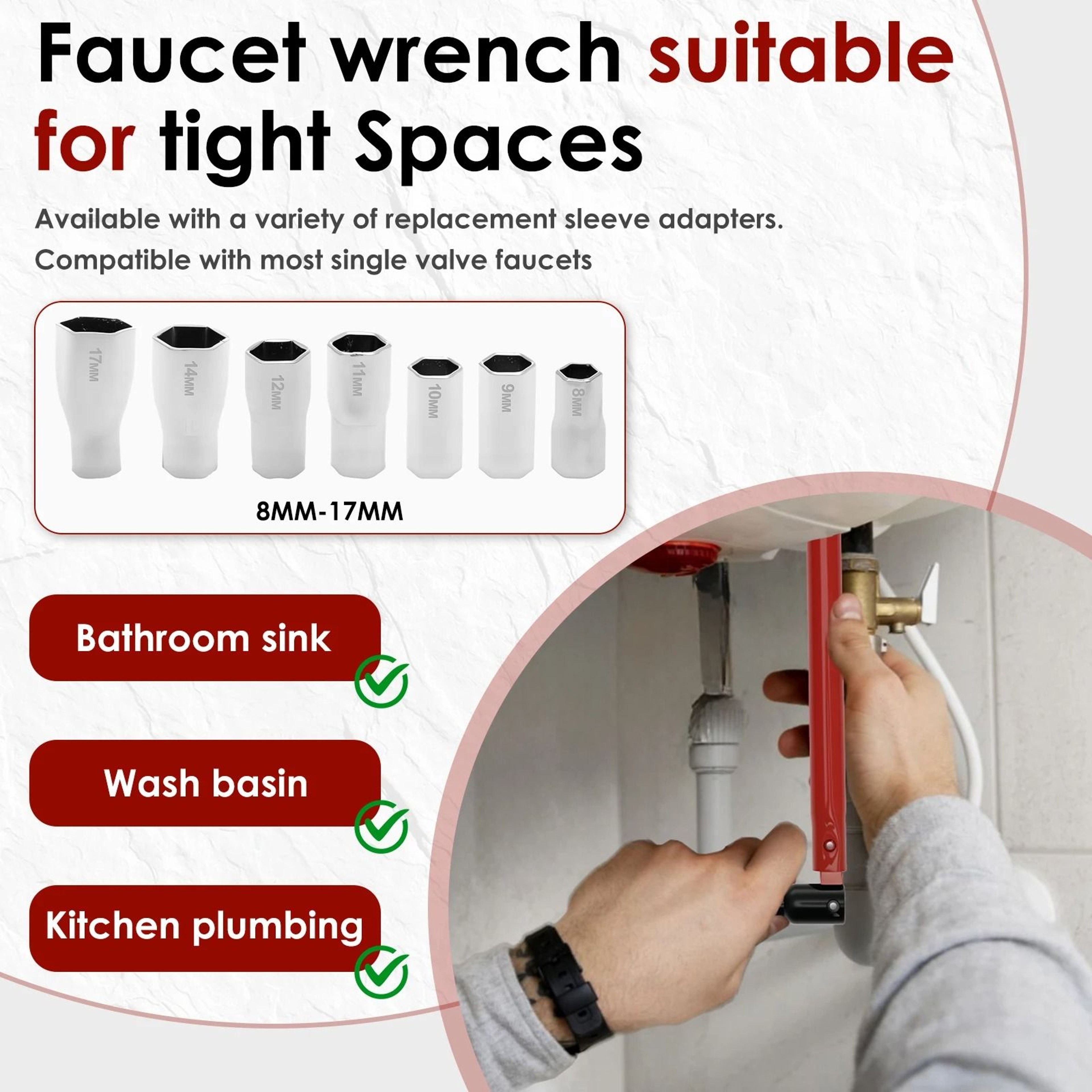 Carbon Steel Sink Faucet  Tap Installation Wrench Tool 3