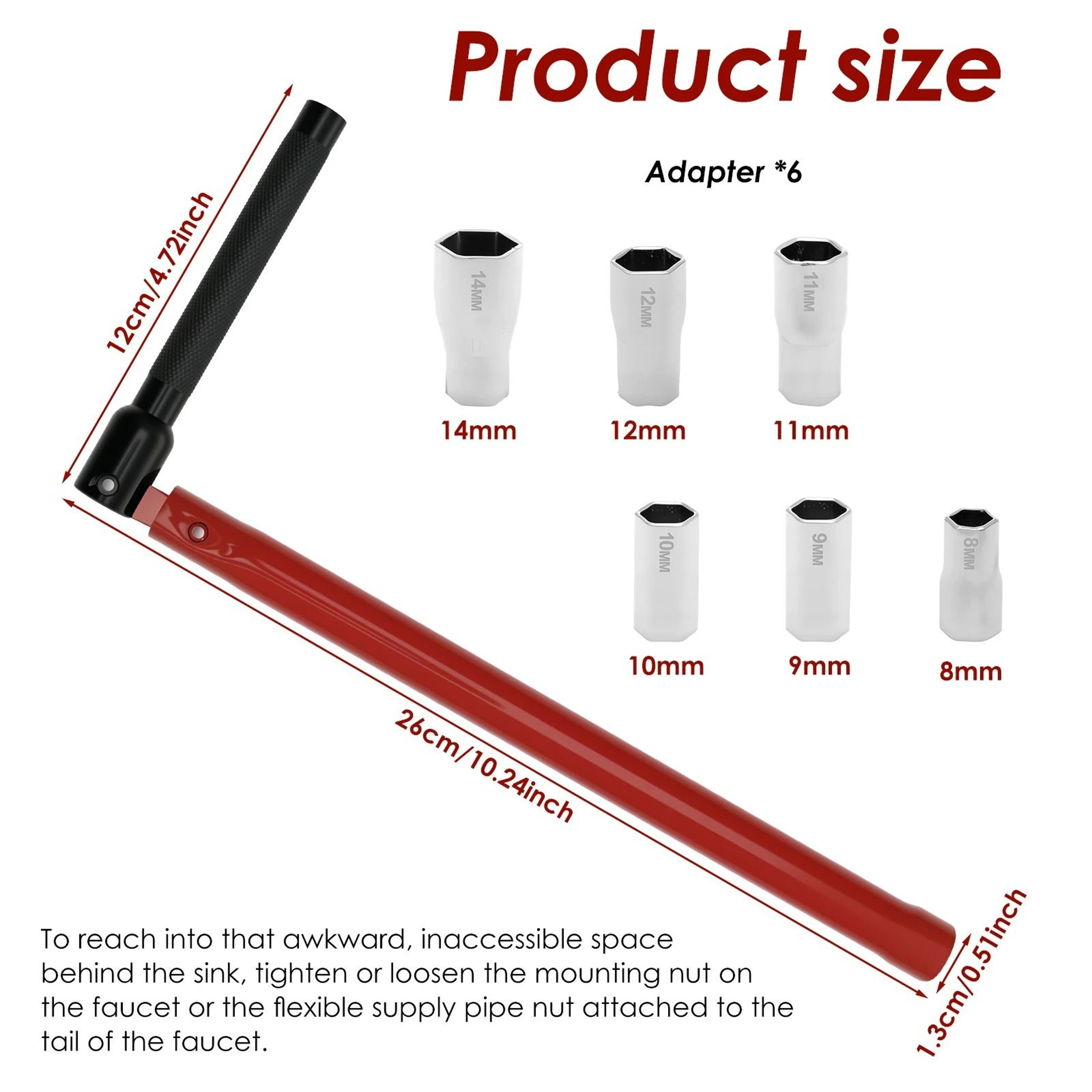 Carbon Steel Sink Faucet  Tap Installation Wrench Tool 6