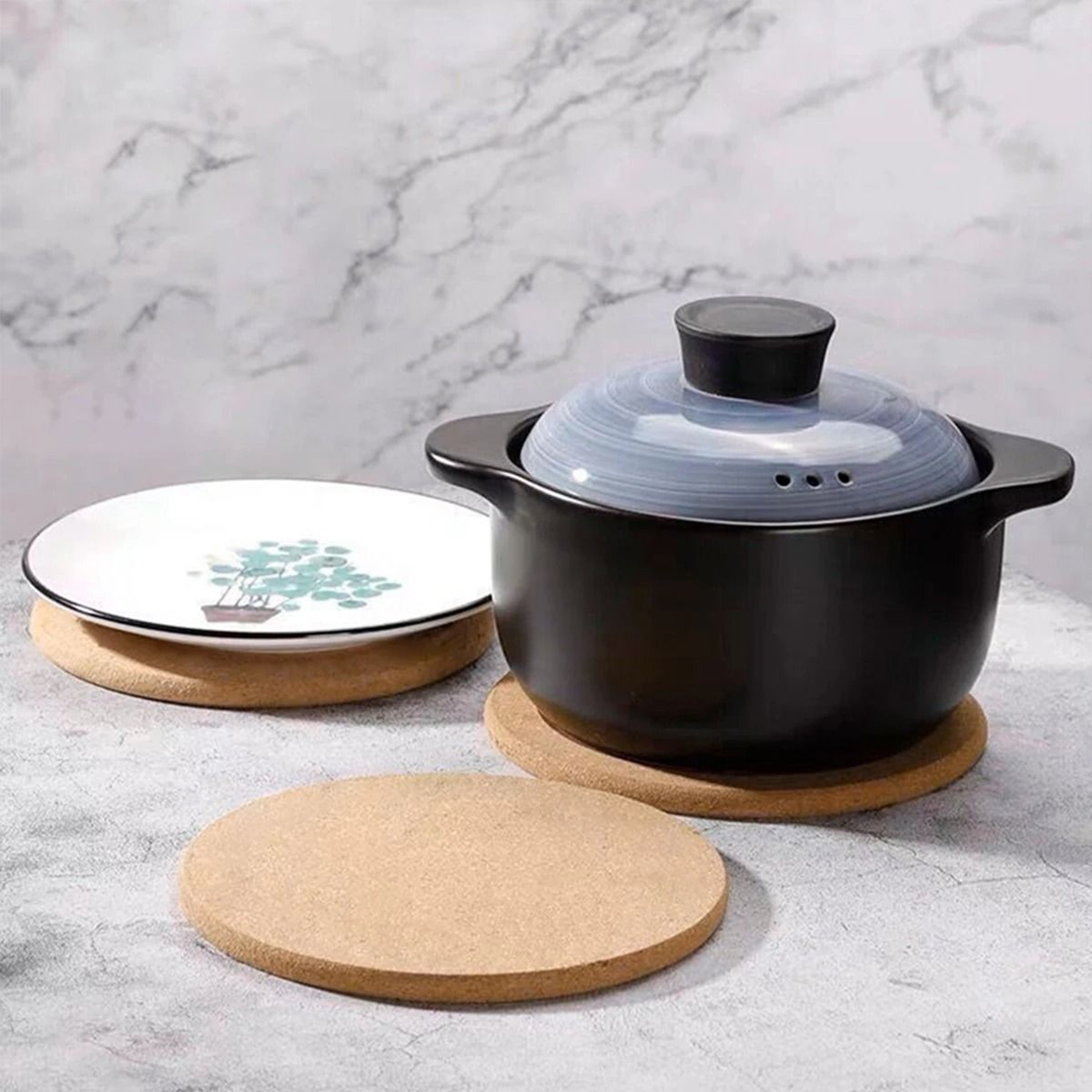 Premium Round Cork HeatResistant Pot Mat  Worktop Saver 2