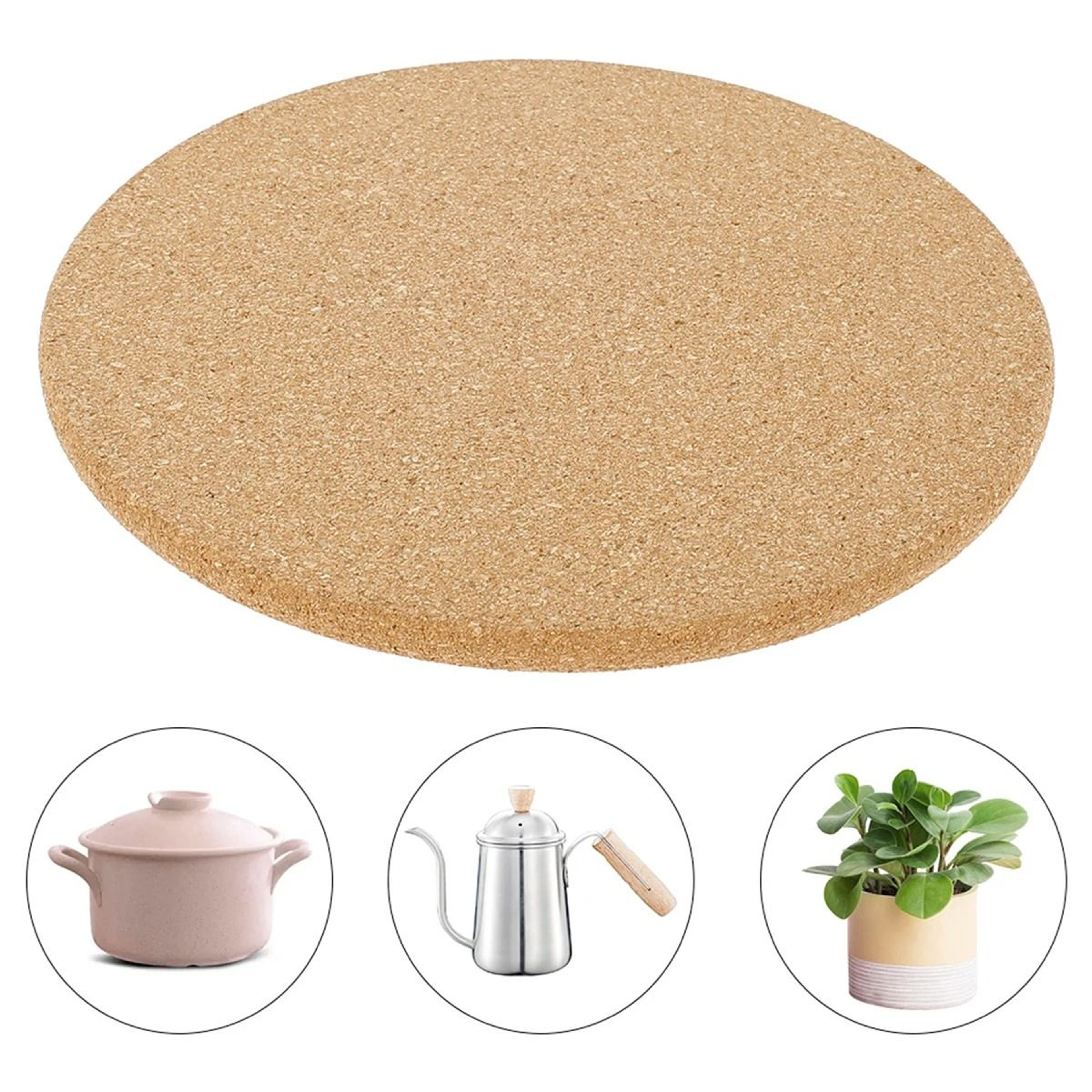 Premium Round Cork HeatResistant Pot Mat  Worktop Saver 4
