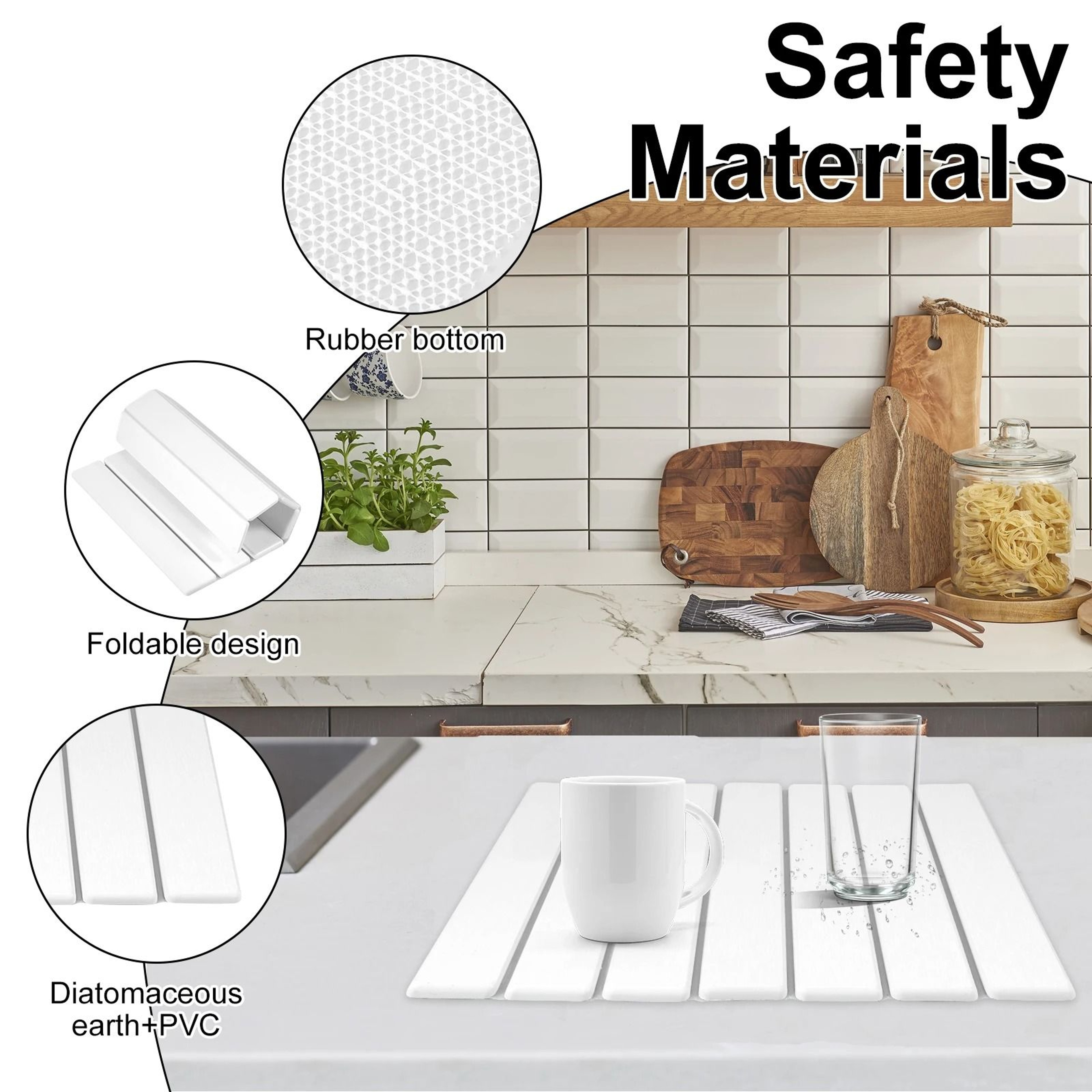 40x30cm Foldable Diatomaceous Earth Stone Dish Drying Mat 4