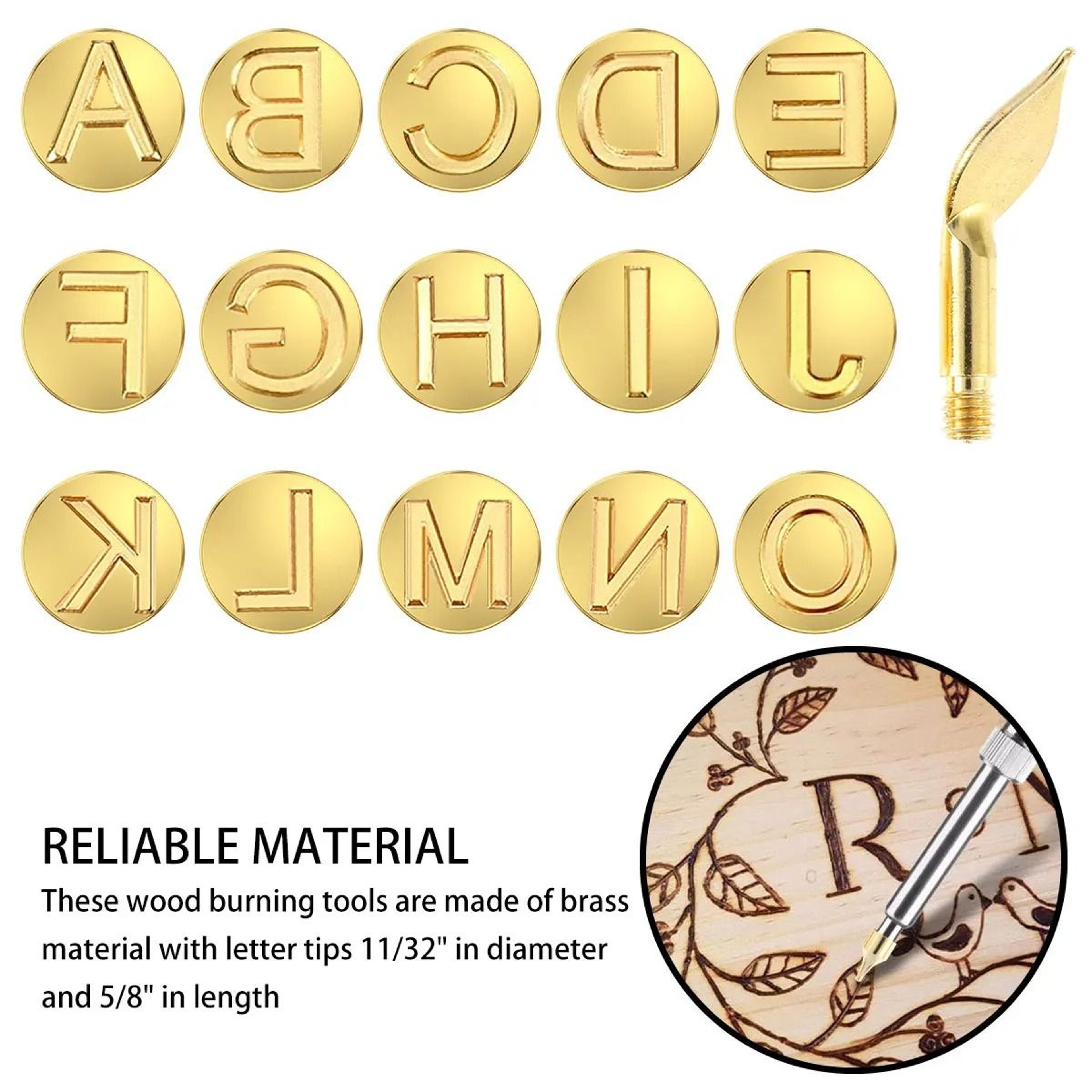 28Piece Copper Alphabet Wood Burning Tips  Branding Set 1