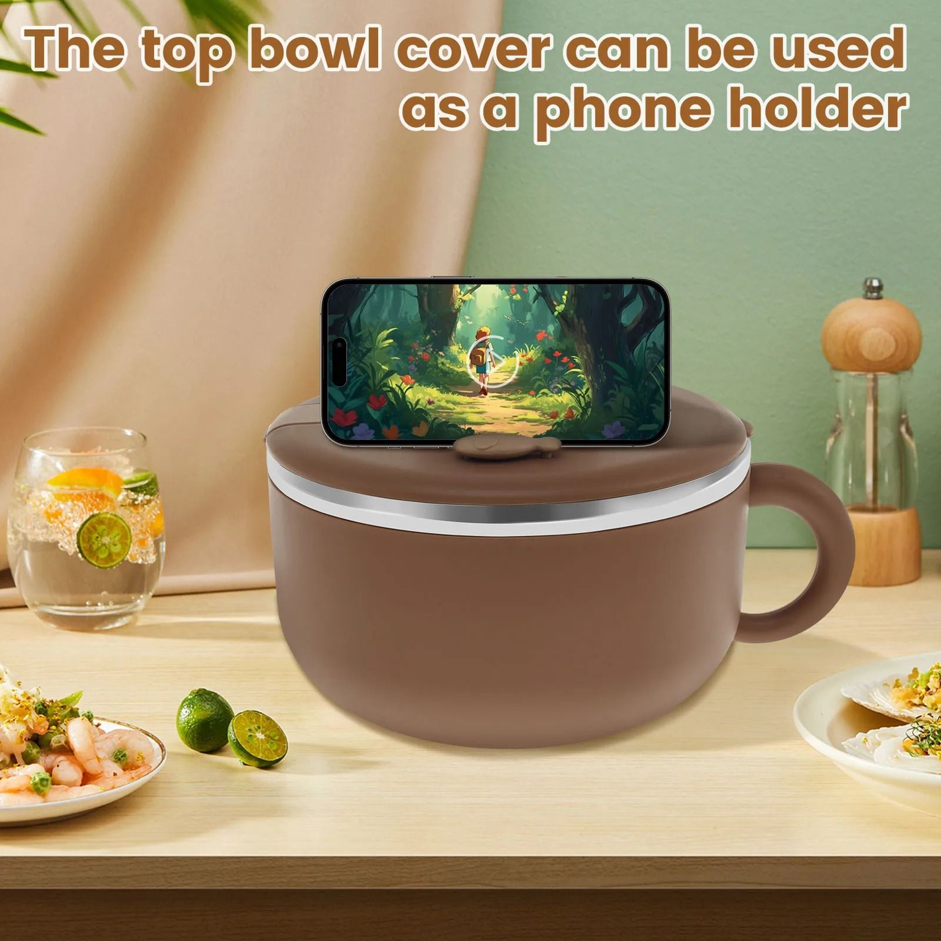 Insulated Sealed Ramen Cooker Bowl With Lid And Fork 5