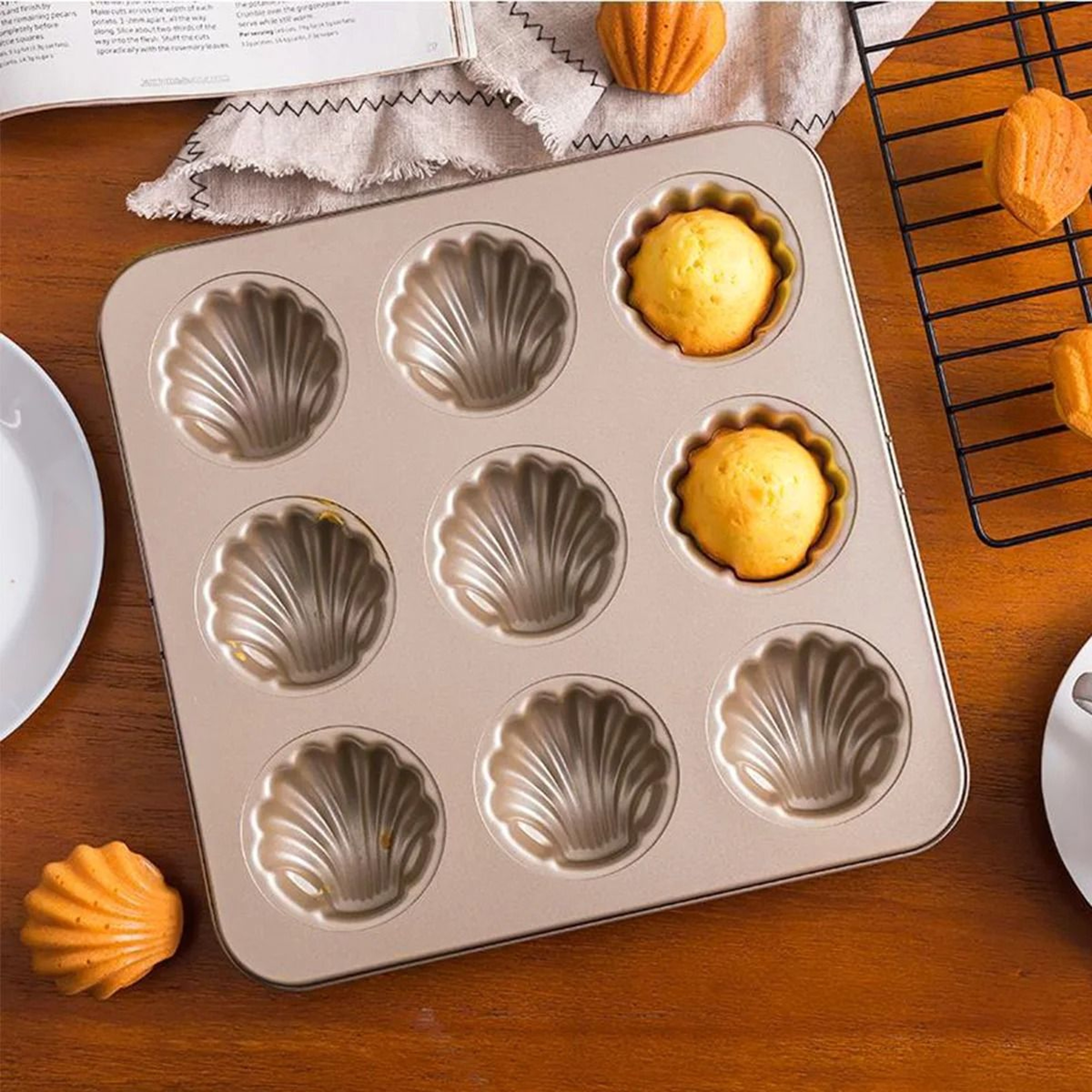 9Cavity Carbon Steel Madeleine Baking Pan 0