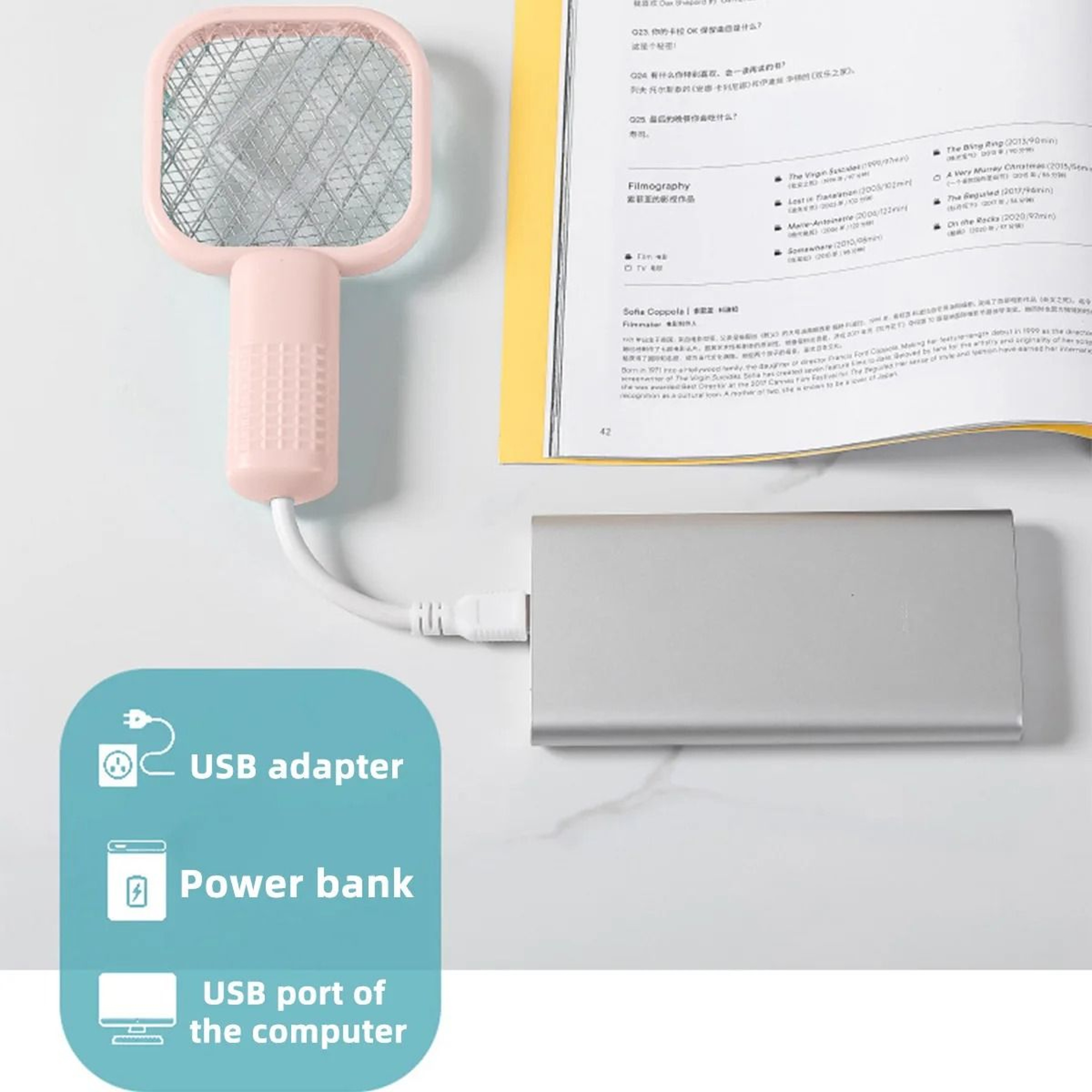 2in1 UltraCompact USB Mini Electric Fly Swatter And Mosquito Zapper 3
