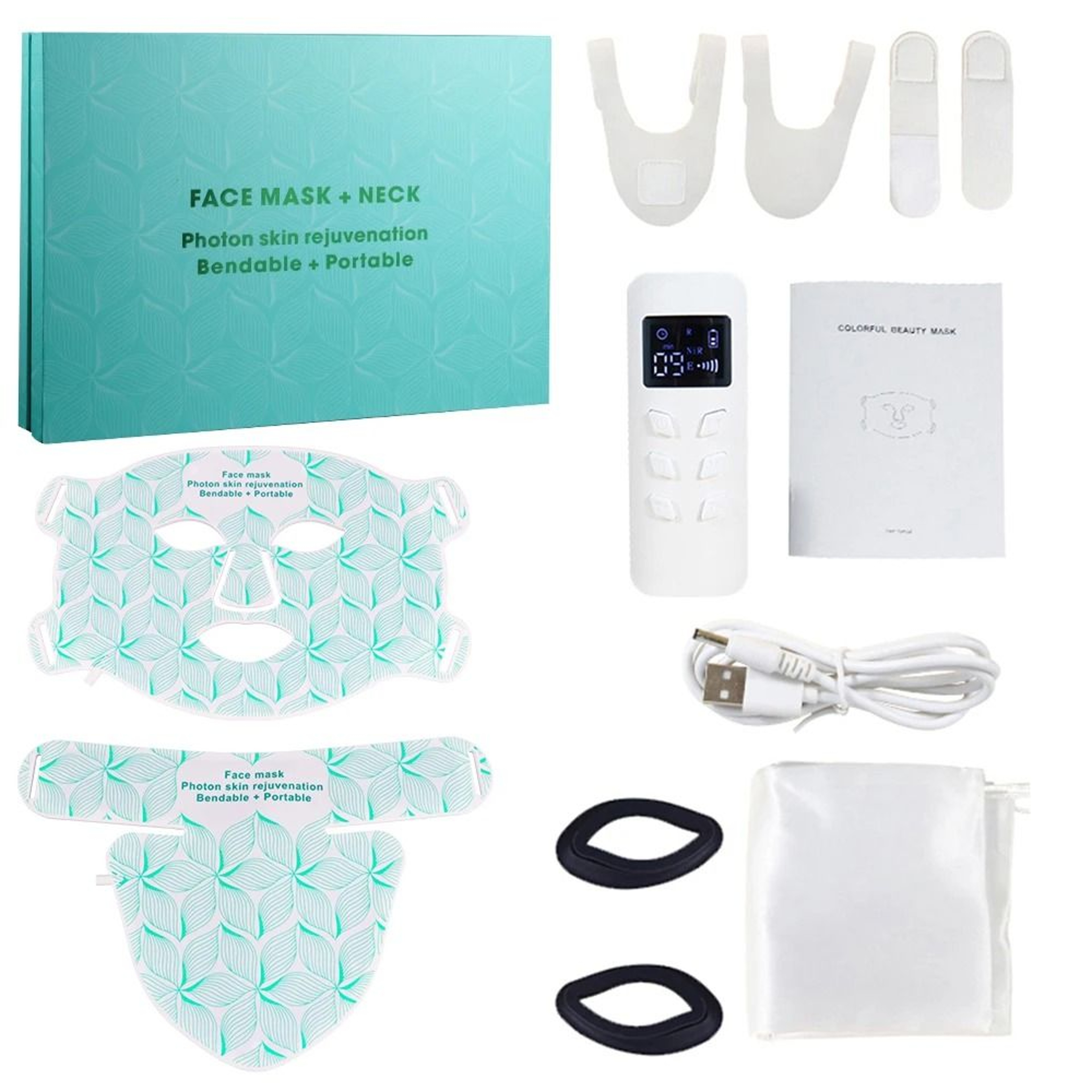 Professional 8Color Silicone LED Facial Mask  Neck Phototherapy System 10