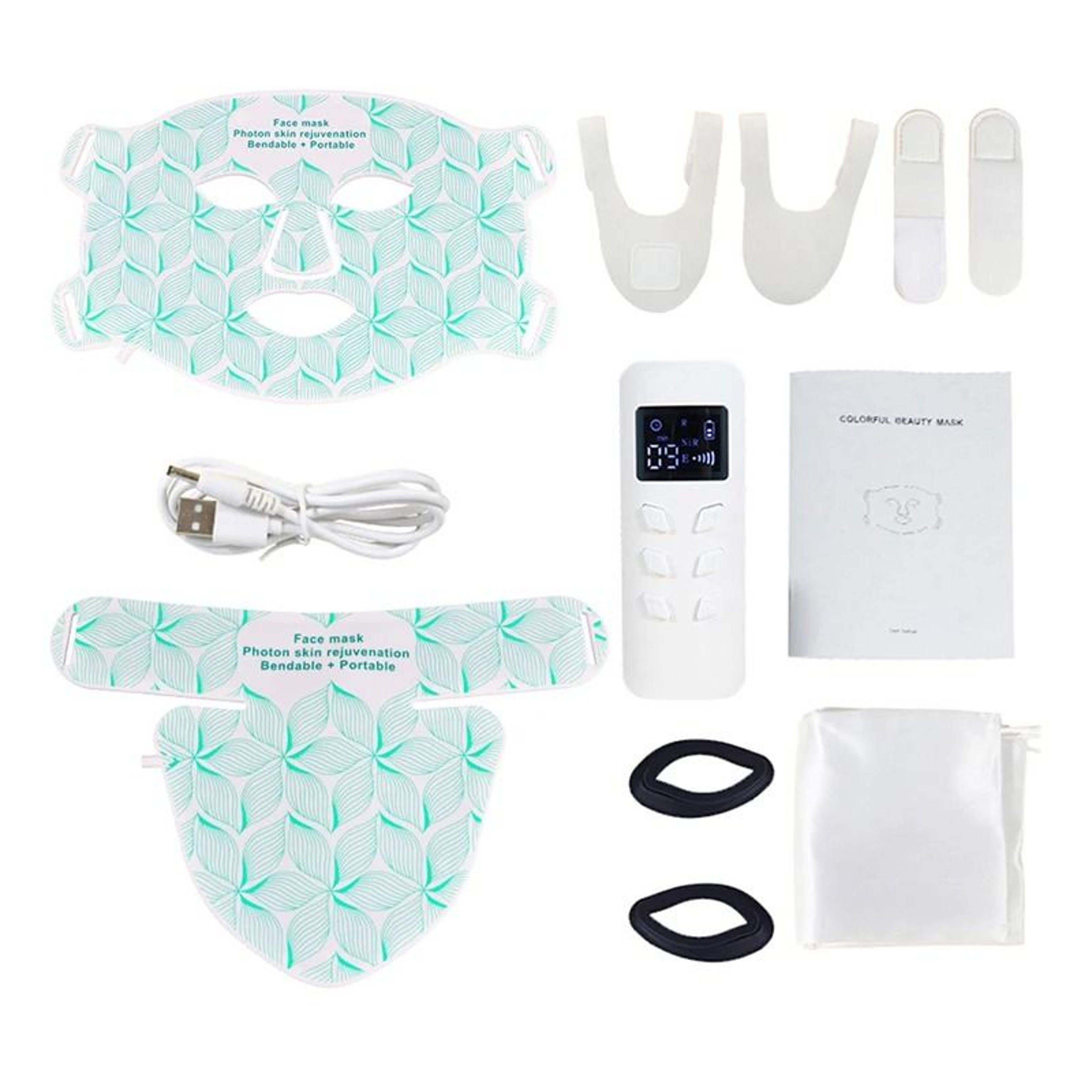 Professional 8Color Silicone LED Facial Mask  Neck Phototherapy System 8