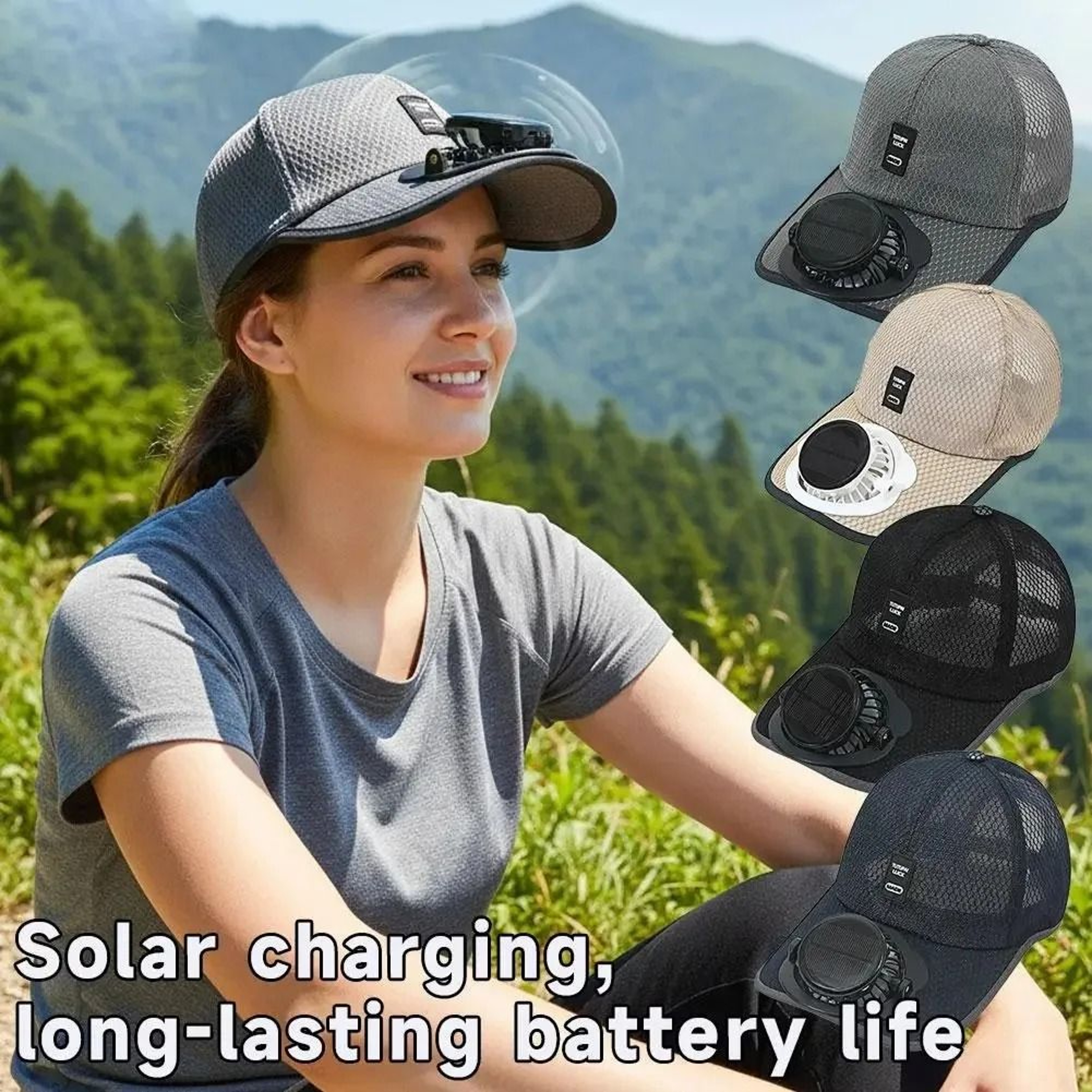 Breathable Outdoor Sunhat With Integrated Solar  USB Charging Fan 2
