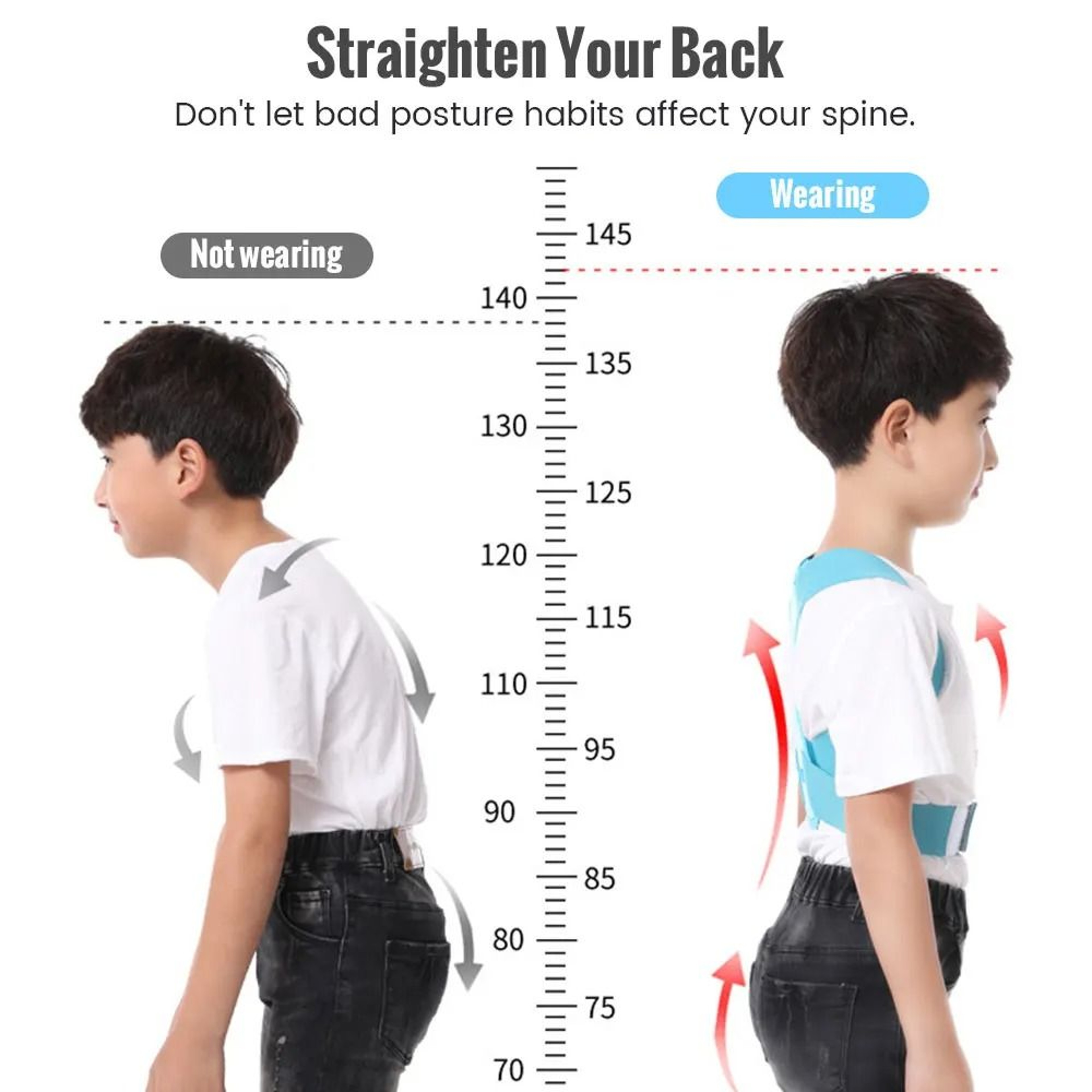 Children Adjustable Posture Corrector Back Support Brace 2