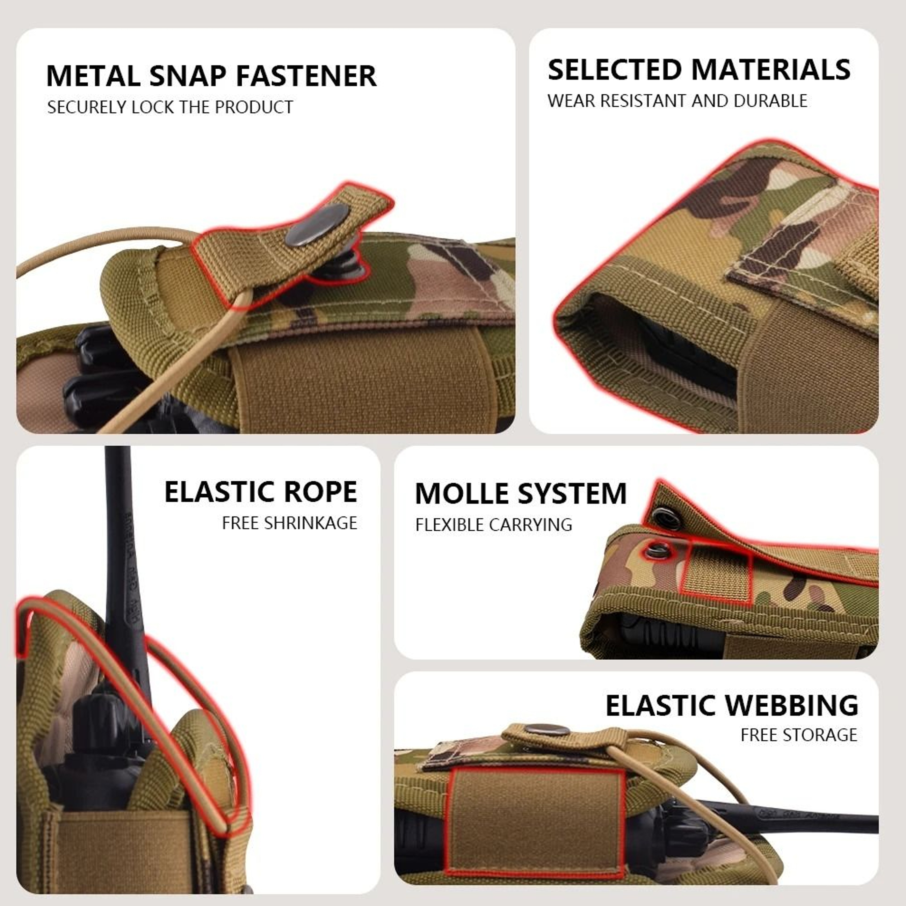 Tactical MOLLE Walkie Talkie Radio Pouch 3