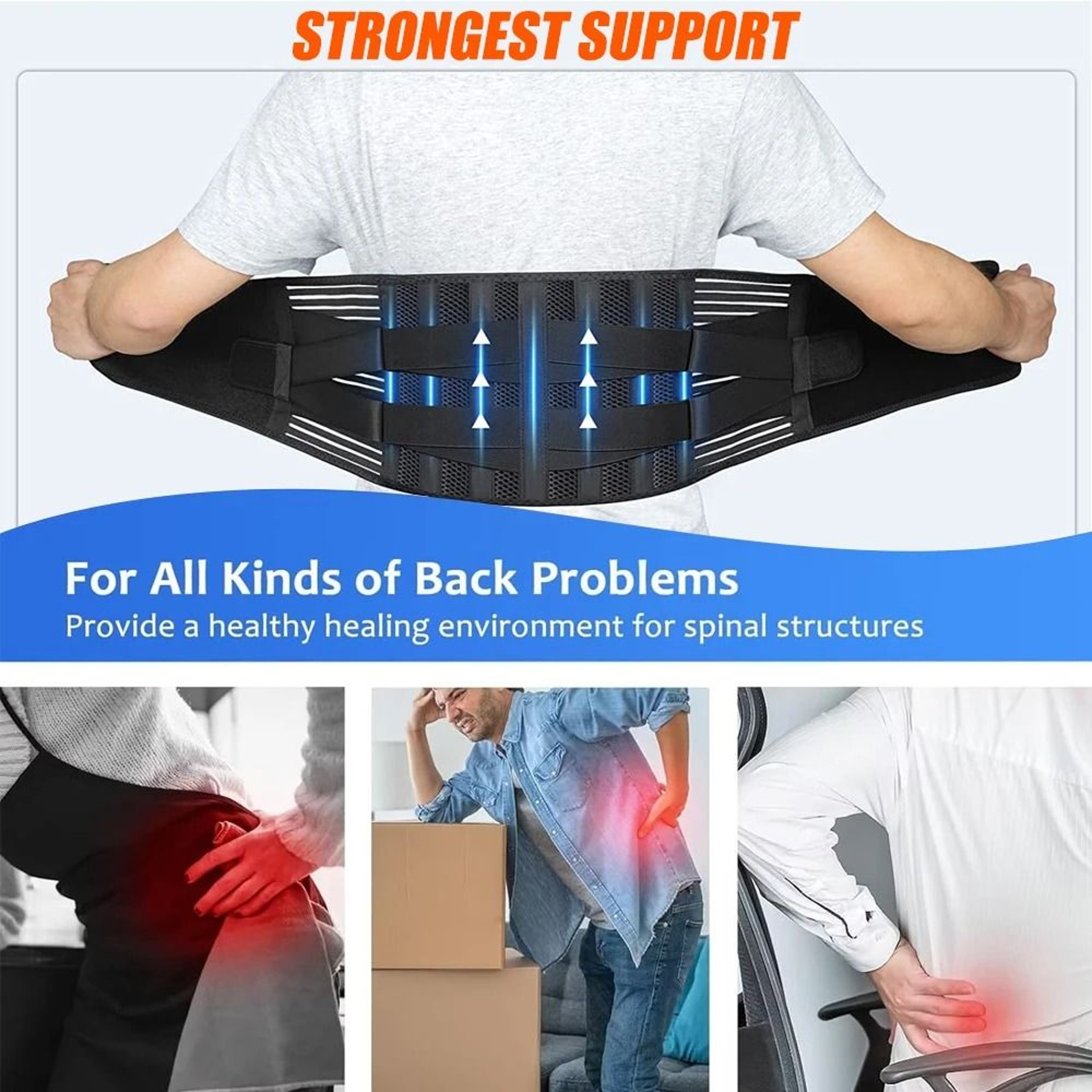 Ergonomic Lumbar Support Back Brace With Comfort Cushion Pad 5