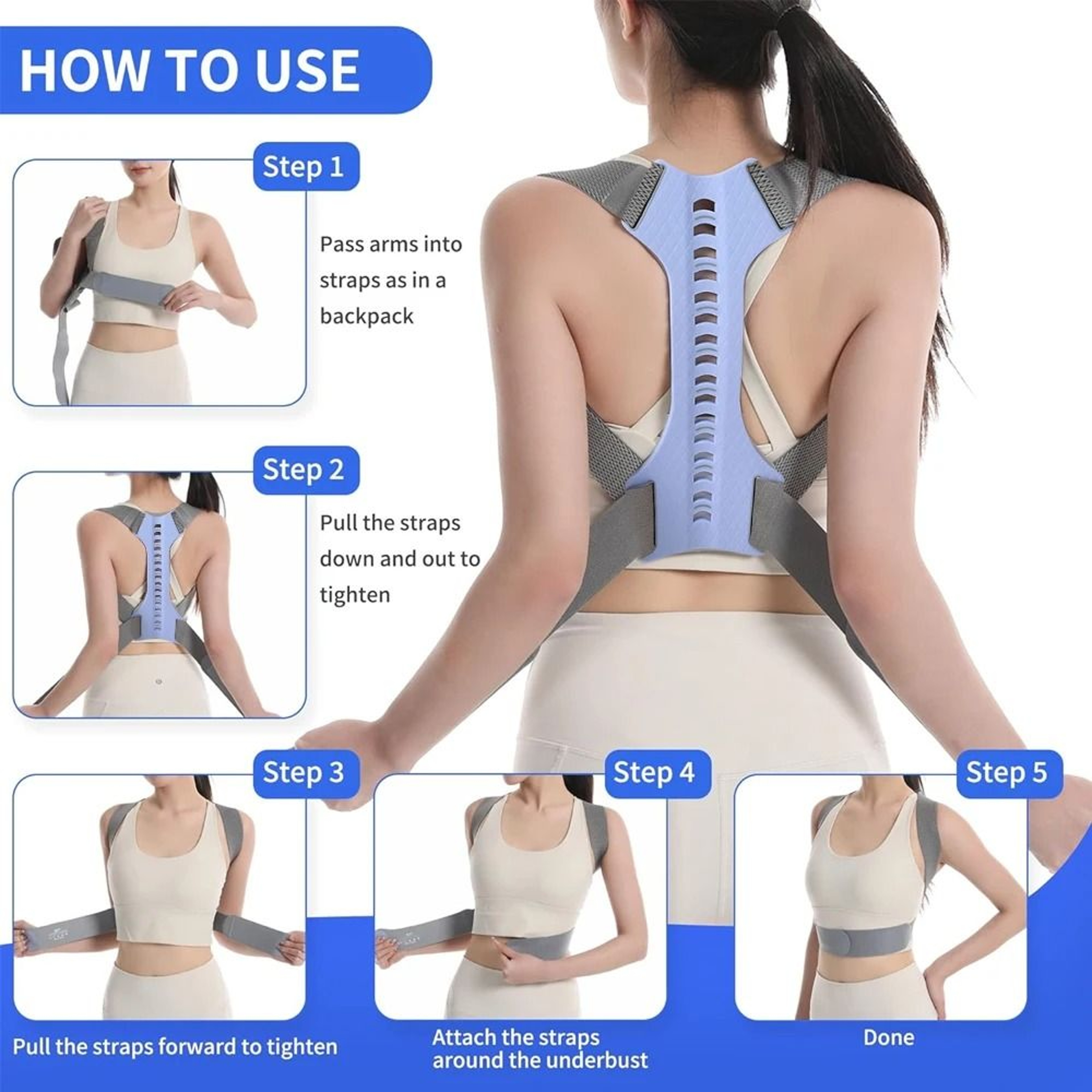 Premium Posture Corrector For Women  Men  Adjustable Upper Back  Shoulder Support 3