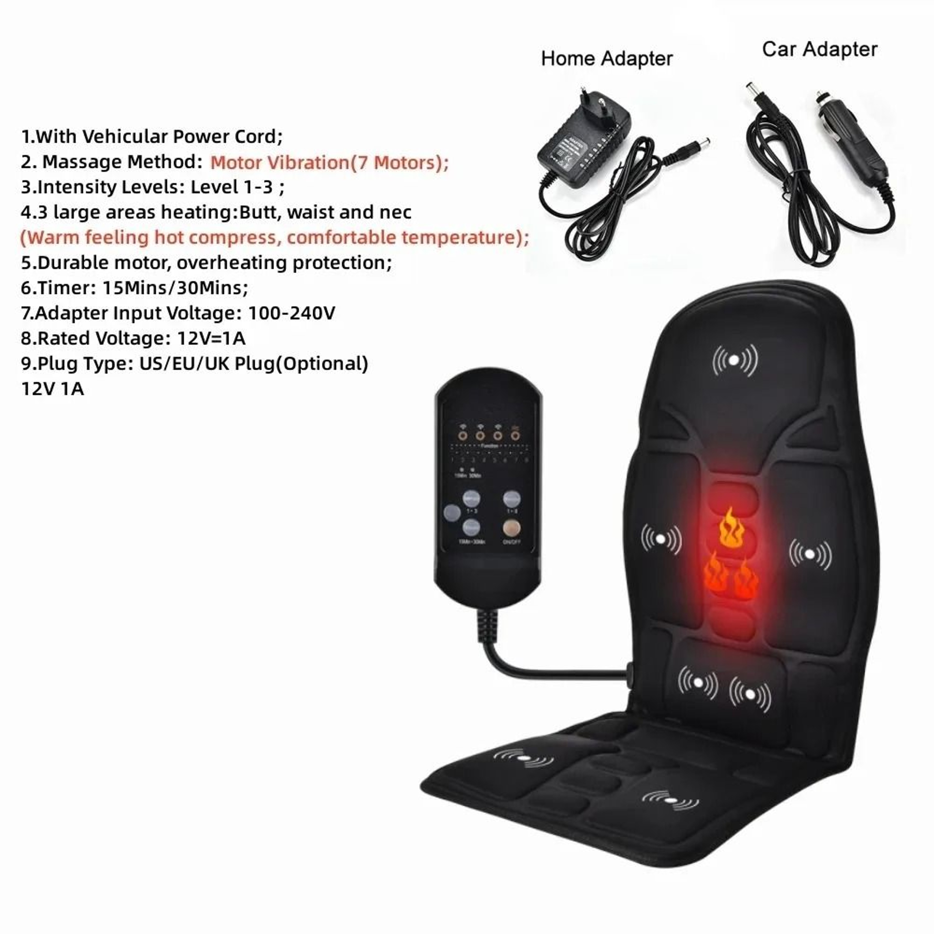 Electric Heating  Vibrating Massage Seat Cushion  Mattress 6