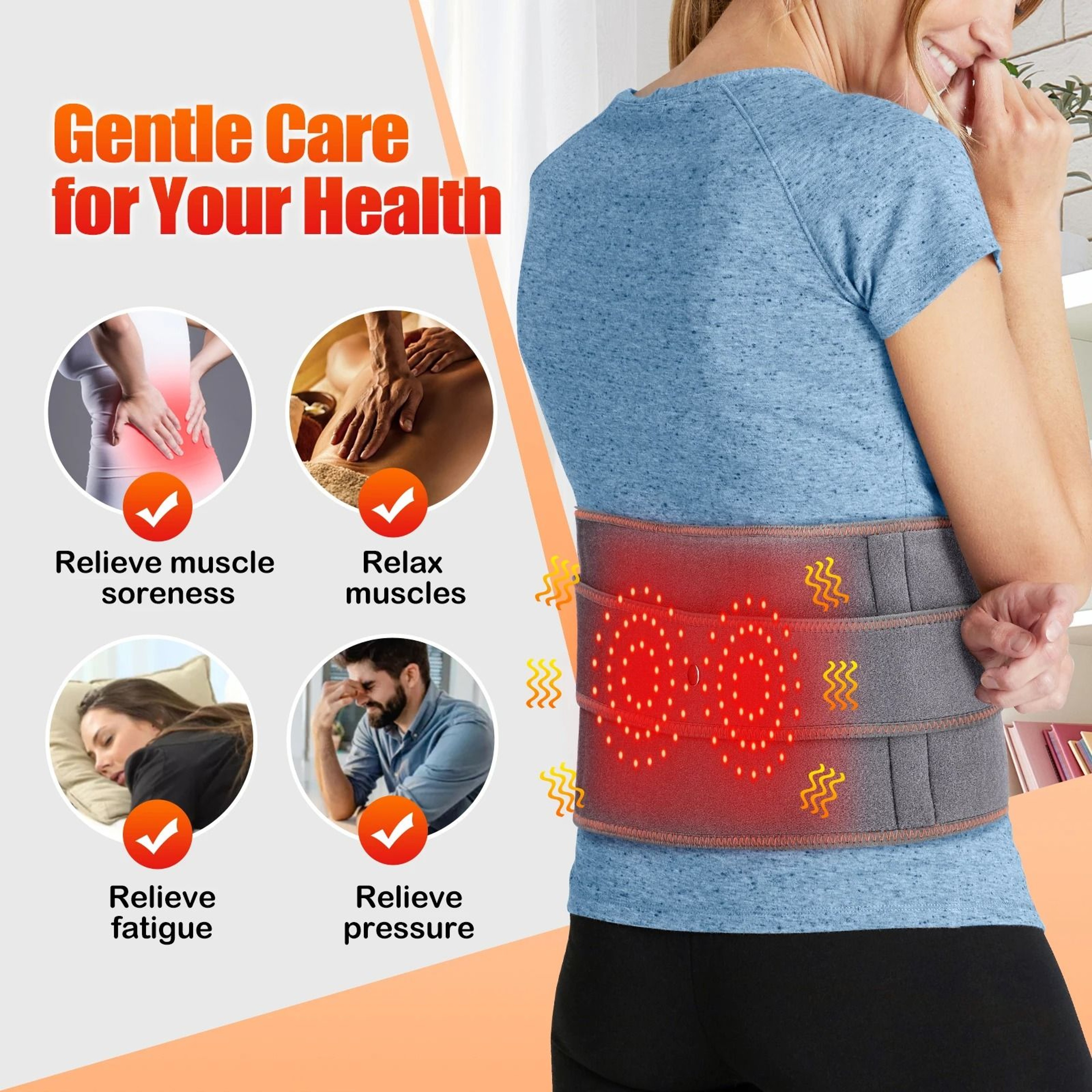 Electric Infrared Heated Waist  Lumbar Support Massage Belt 4