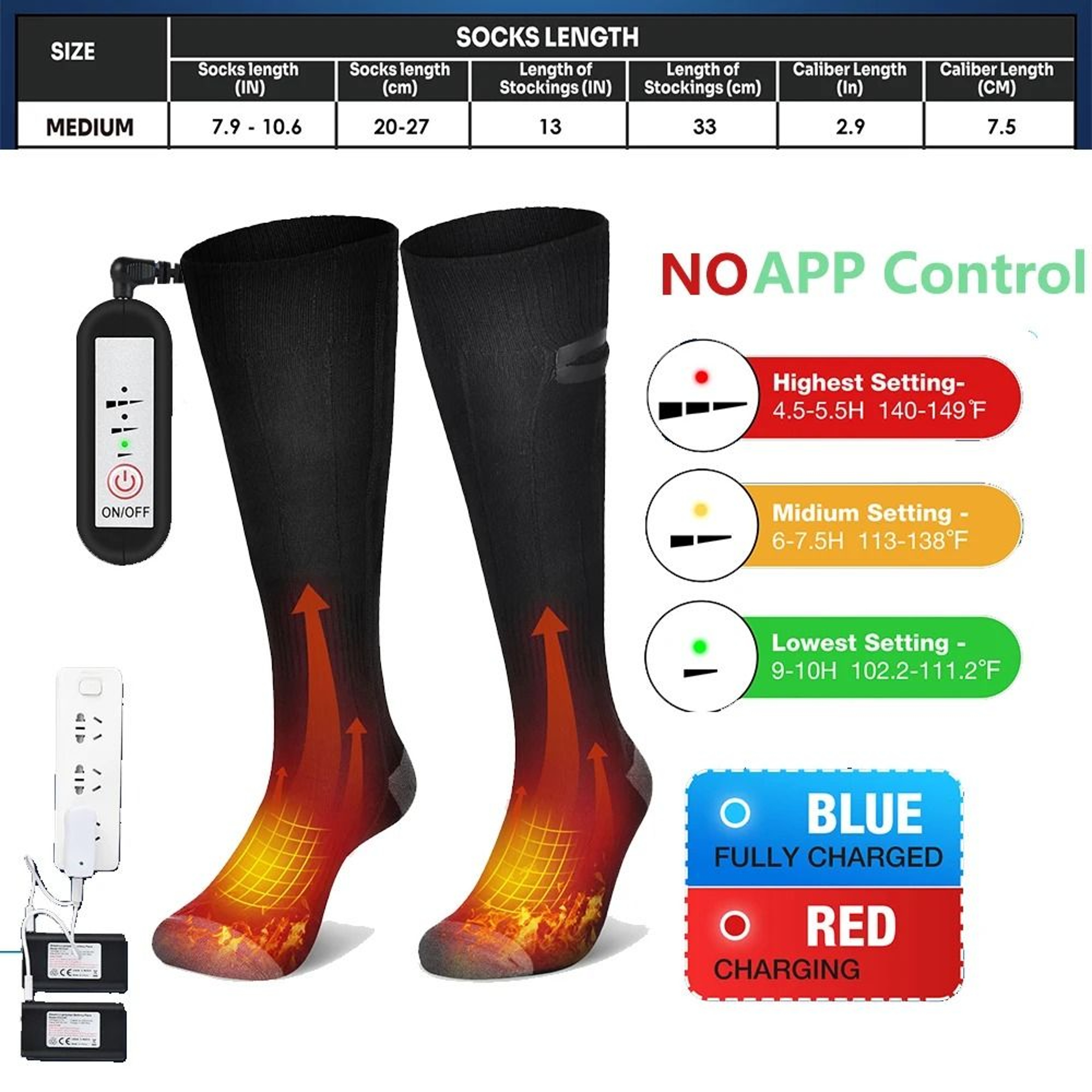 5000mAh Battery APP  Remote Control Heated Socks 6