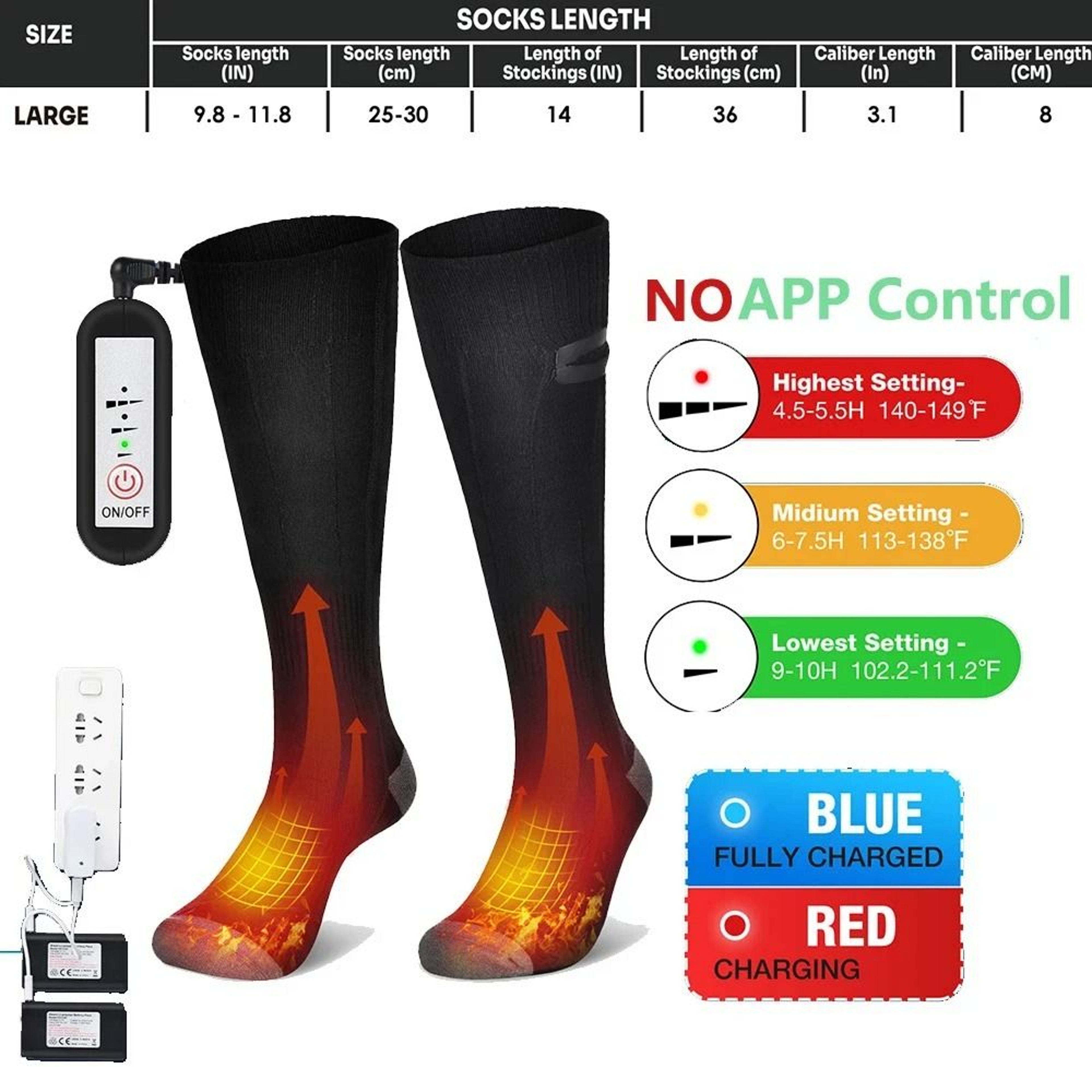 5000mAh Battery APP  Remote Control Heated Socks 7