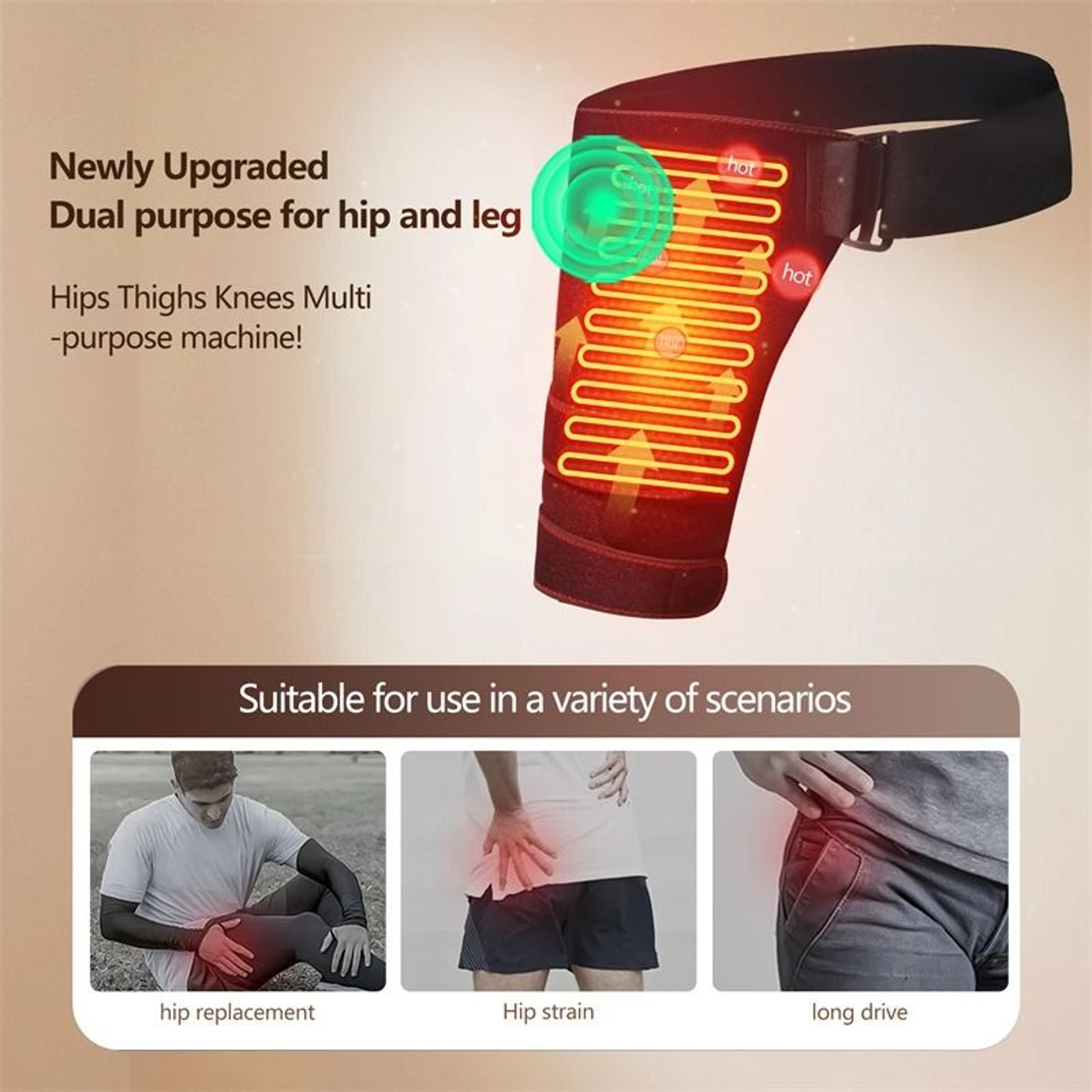 USB Heated Massage Hip  Lower Back Support Brace 3