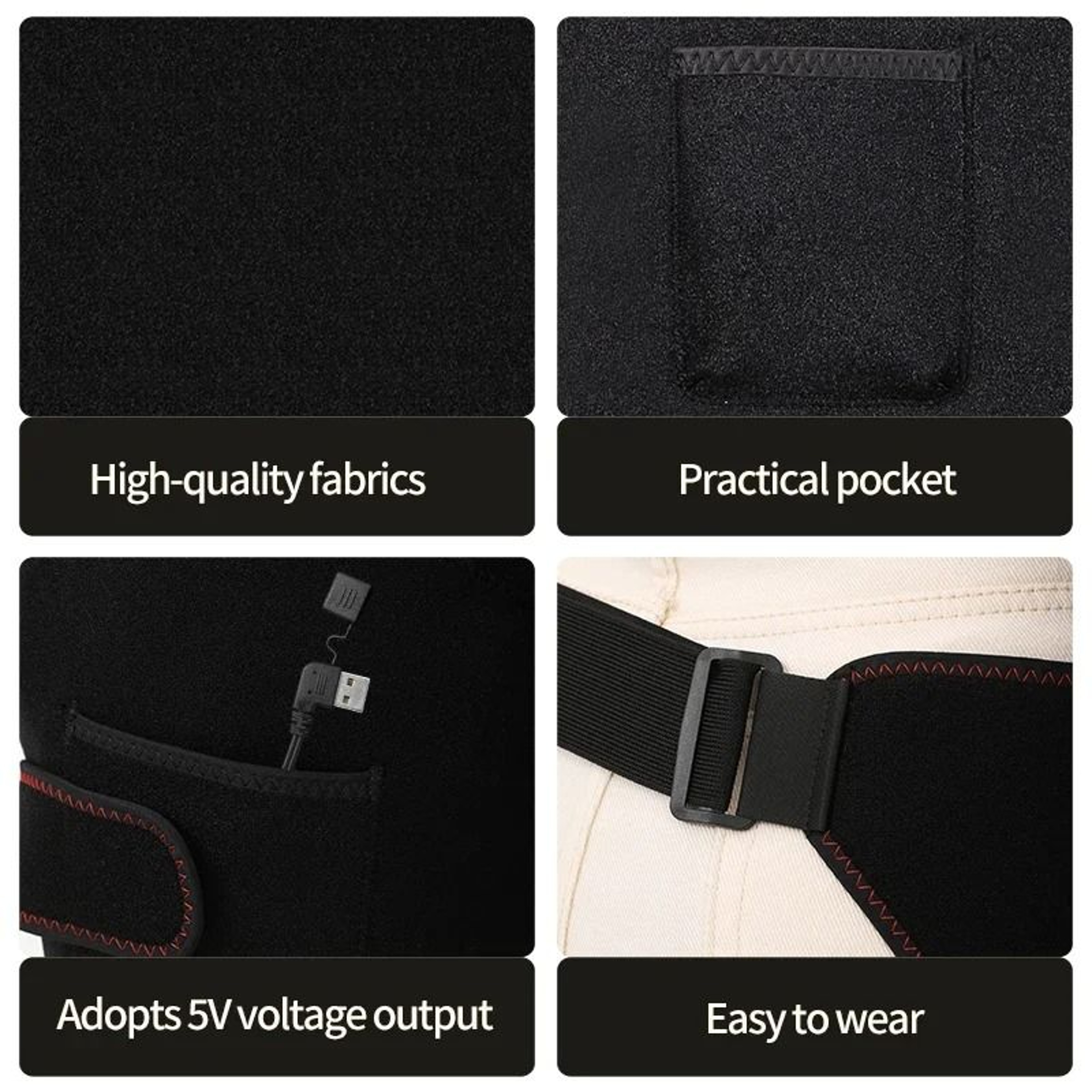 USB Heated Massage Hip  Lower Back Support Brace 4