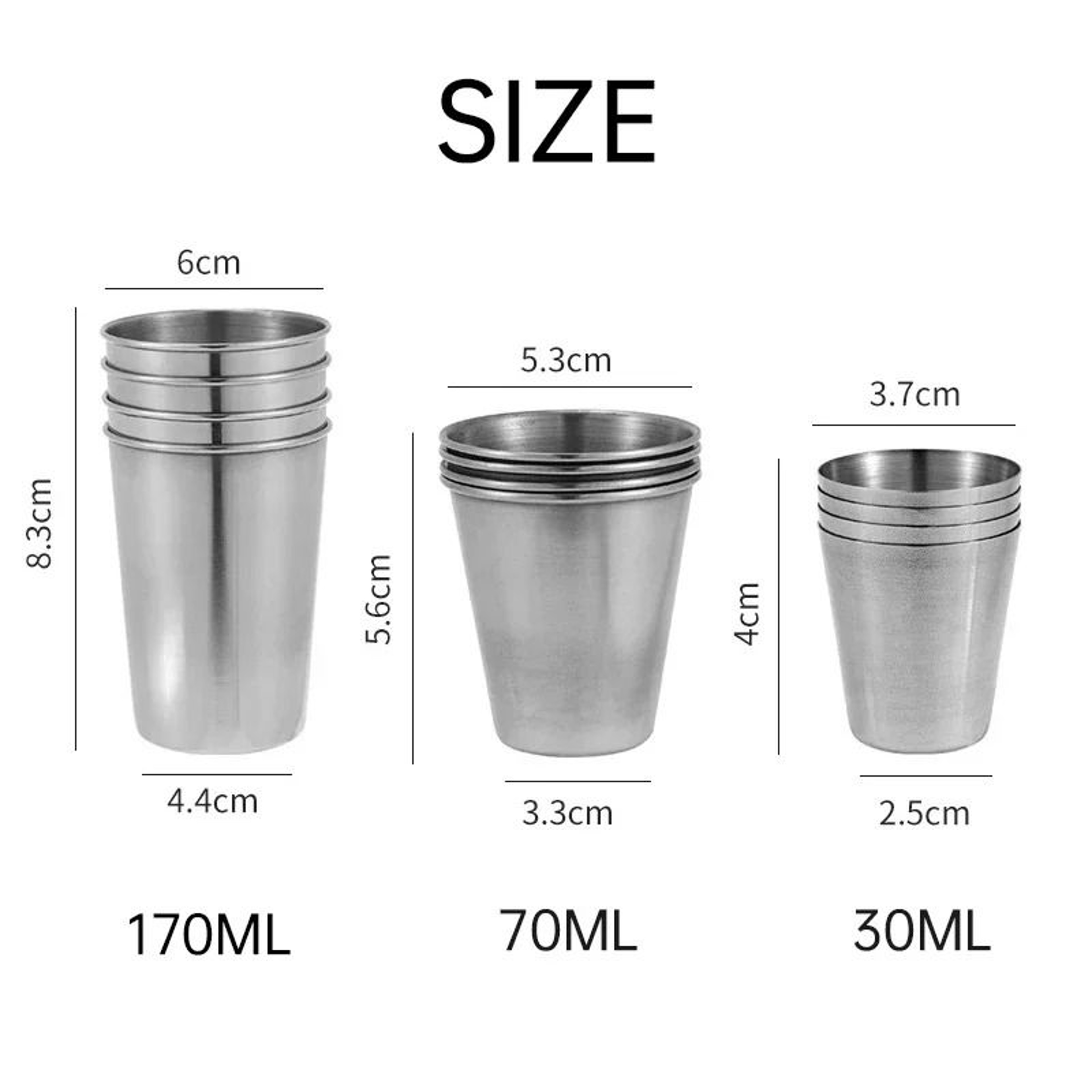 4Pcs Outdoor Travel Stainless Steel Cups Mini Glasses With Case 4