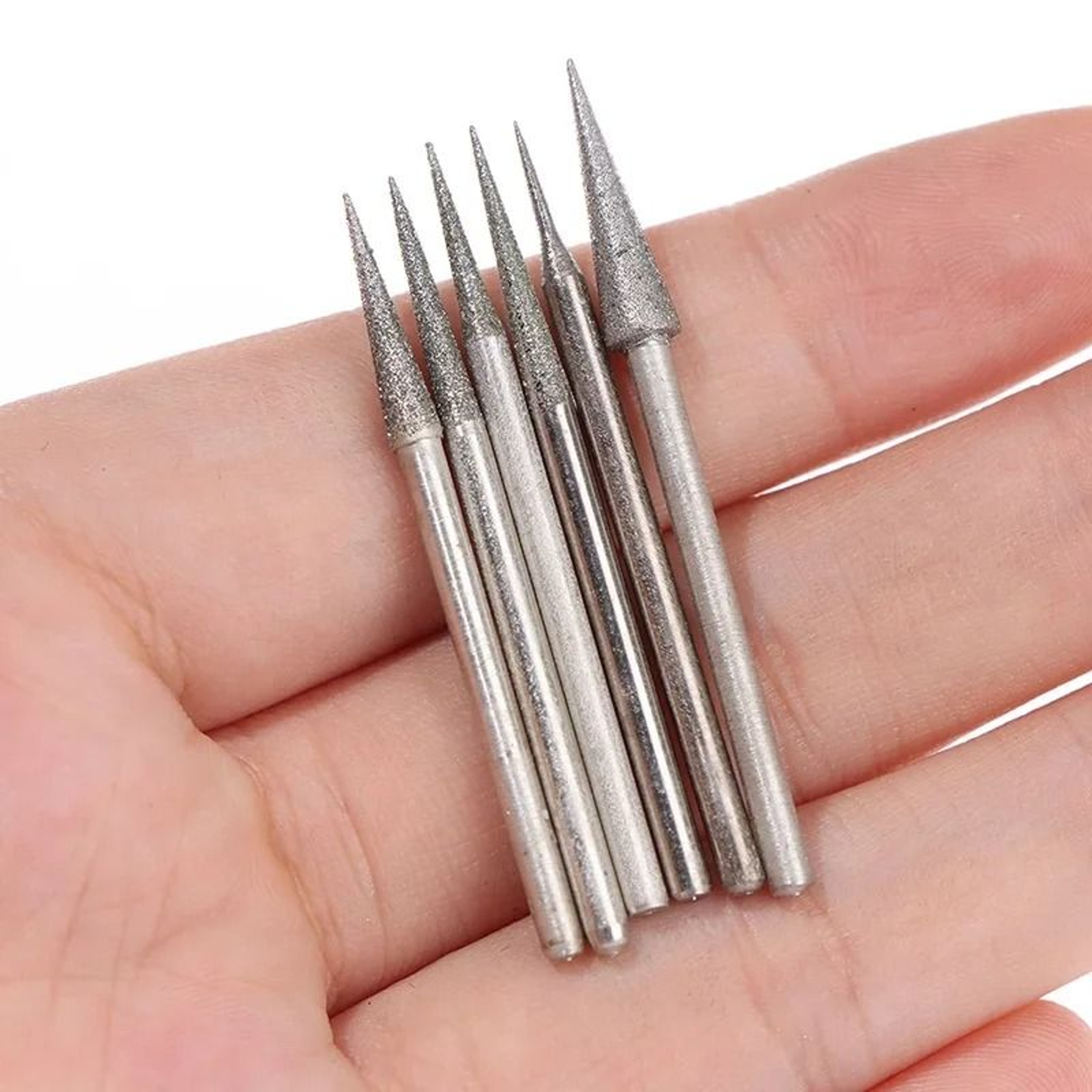6Pcs 14mm Diamond Grinding Head Needle Bits Carving Engraving Burrs 5