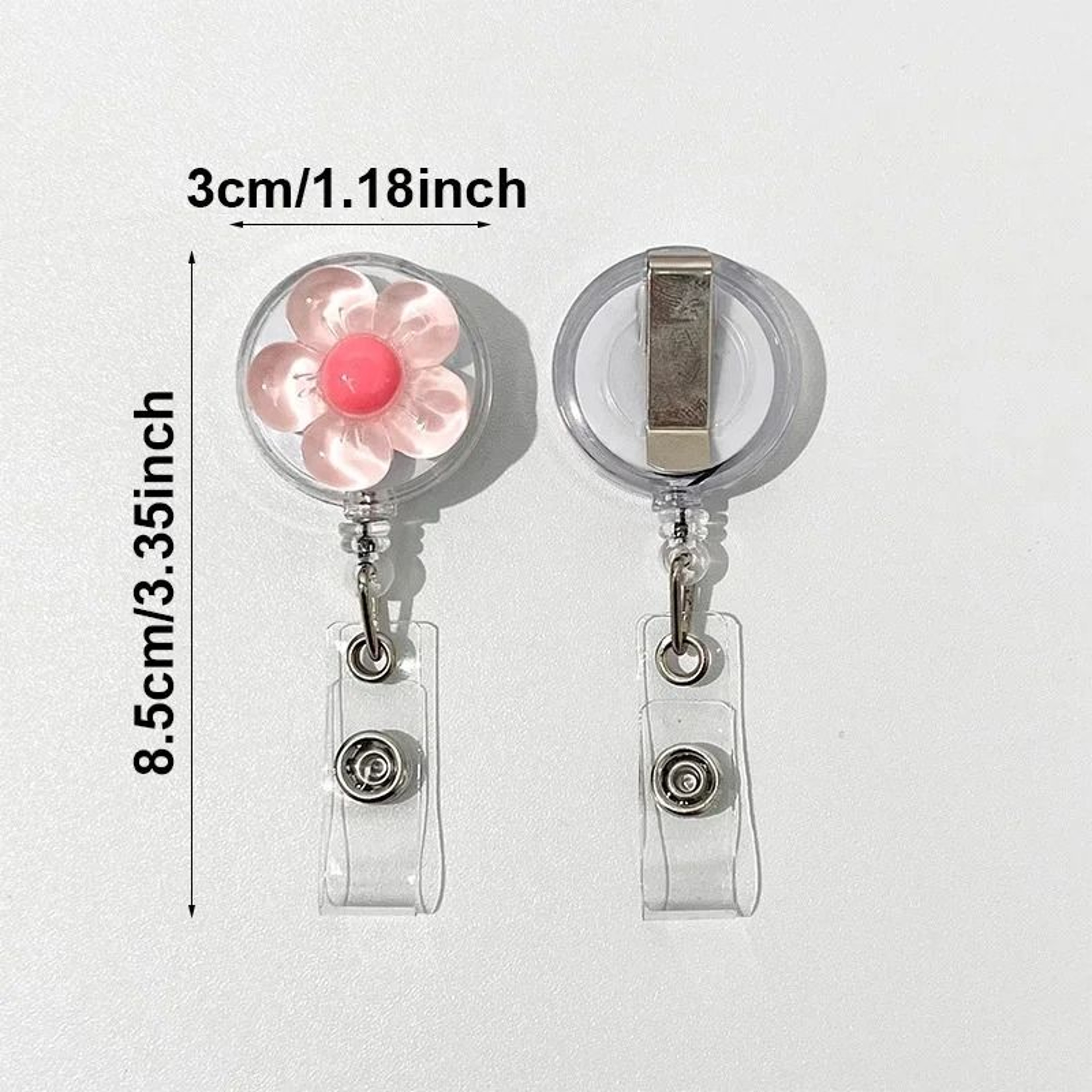 25Pcs Telescopic Flower Back Clip Badge Reel  Automatic Rebound Name Tag Holder 5
