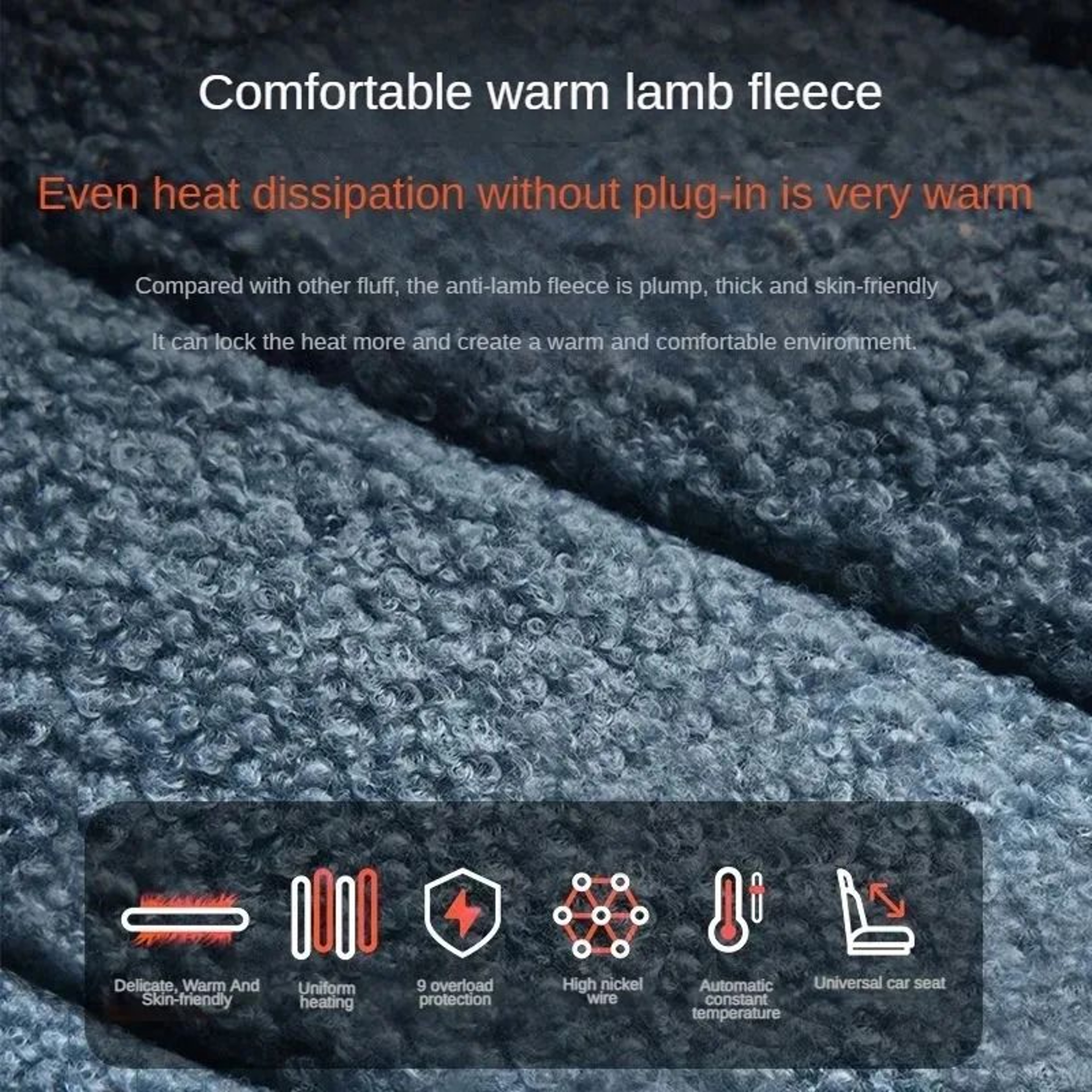 12W Car USB Heated Seat Pad  5V Winter Warm Plush Cushion With Fast Heating For Driver And Passenge 4