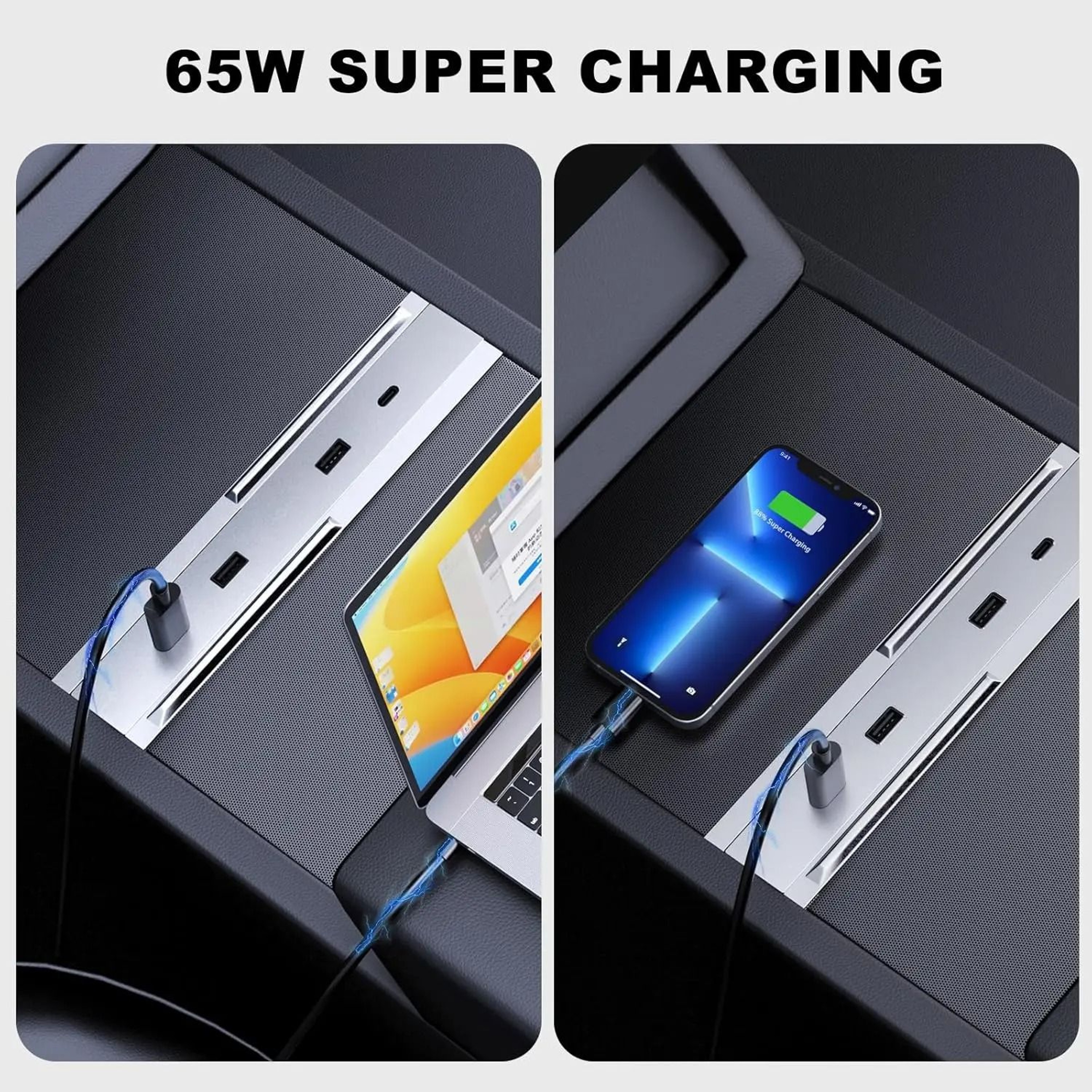 Fast Charging USB Hub Expansion Dock For Tesla Model 3 And Y 1