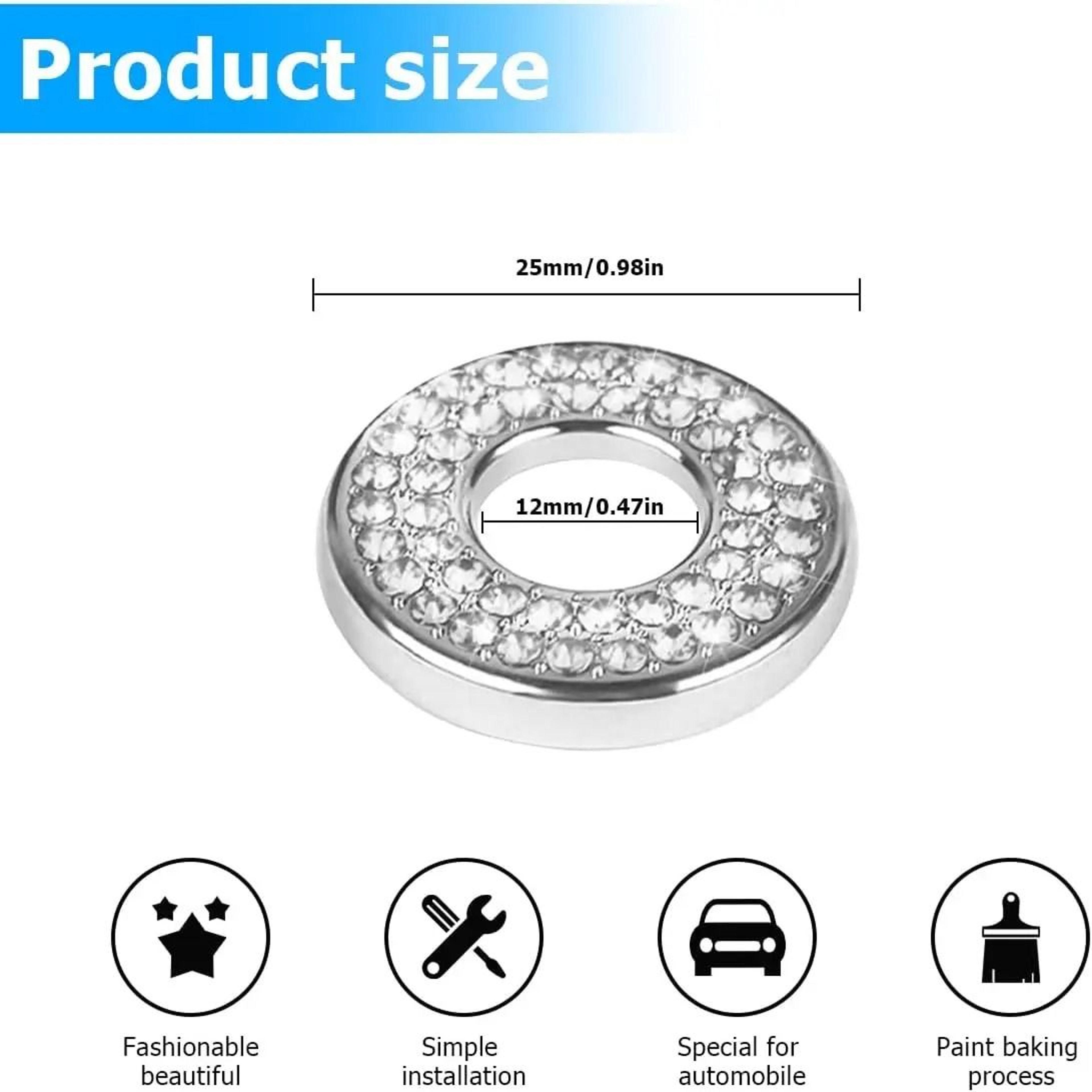 4Pcs Crystal Rhinestone Car Door Lock Cover Stickers 5