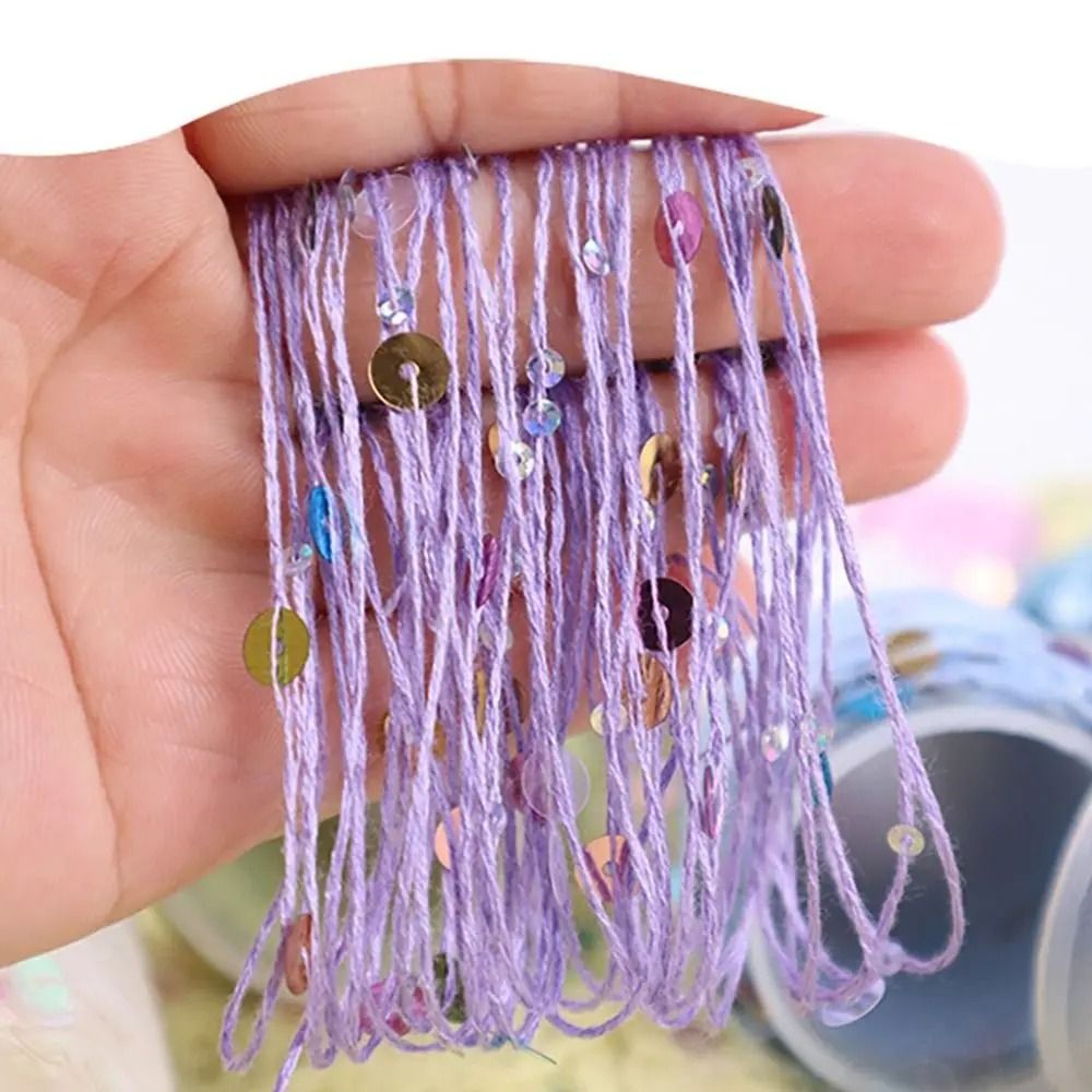 Pure Cotton Beaded Sequin Yarn Spool Decorative Hand Knitting Thread For DIY Accessories 1