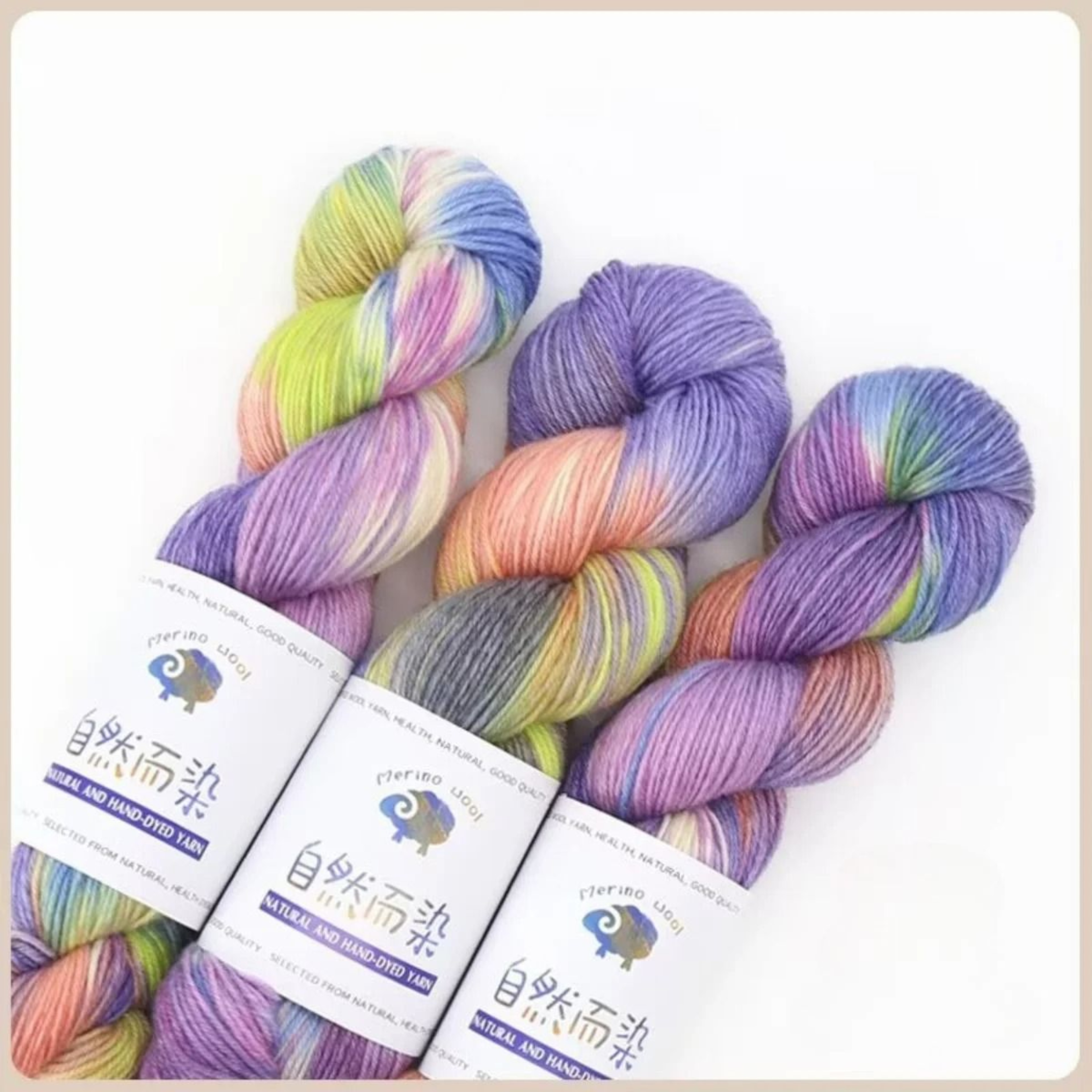 3Pcs Set Merino Wool Yarn Soft Rainbow HandDyed Thread For DIY Knitting Sweaters Scarves And Hats 12