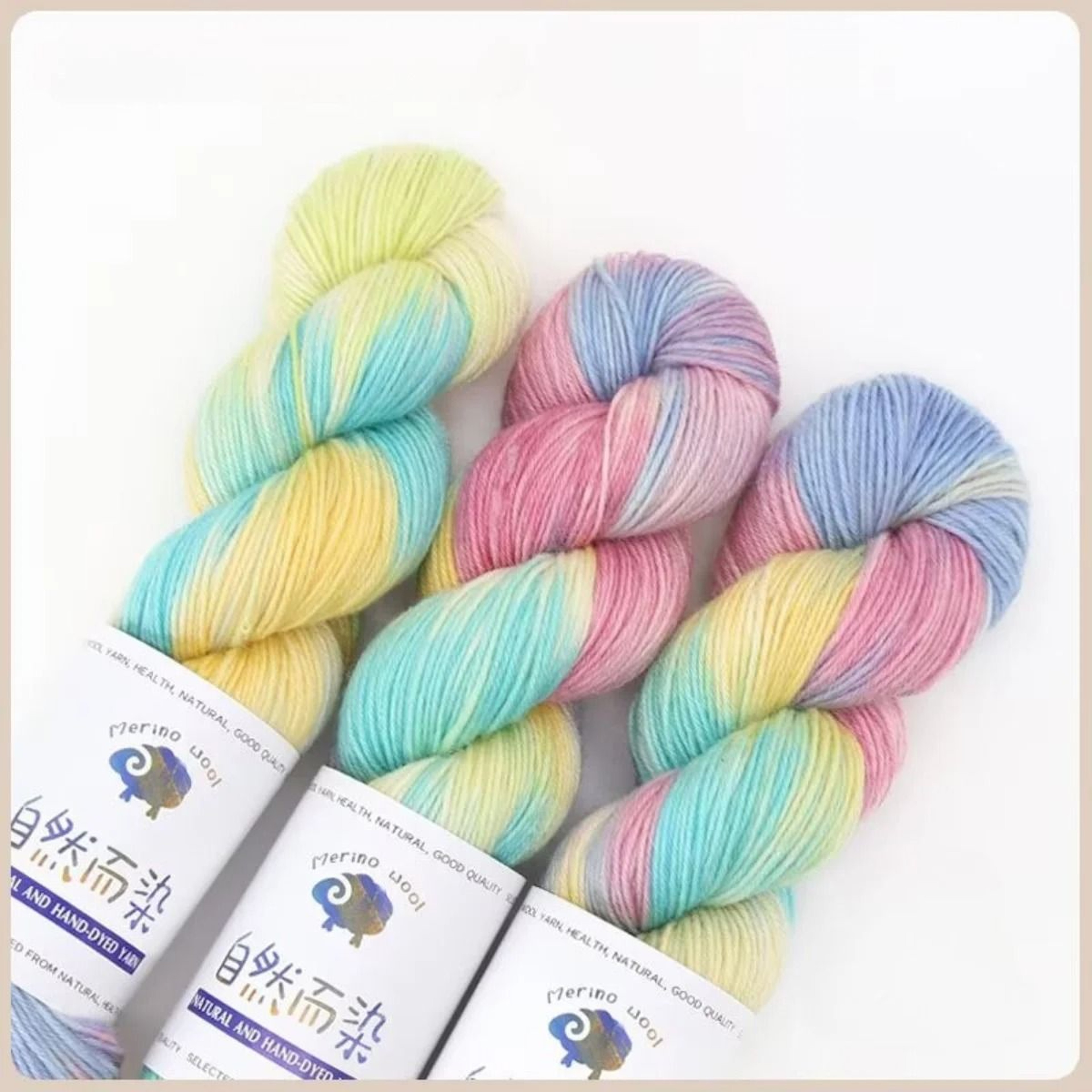 3Pcs Set Merino Wool Yarn Soft Rainbow HandDyed Thread For DIY Knitting Sweaters Scarves And Hats 8