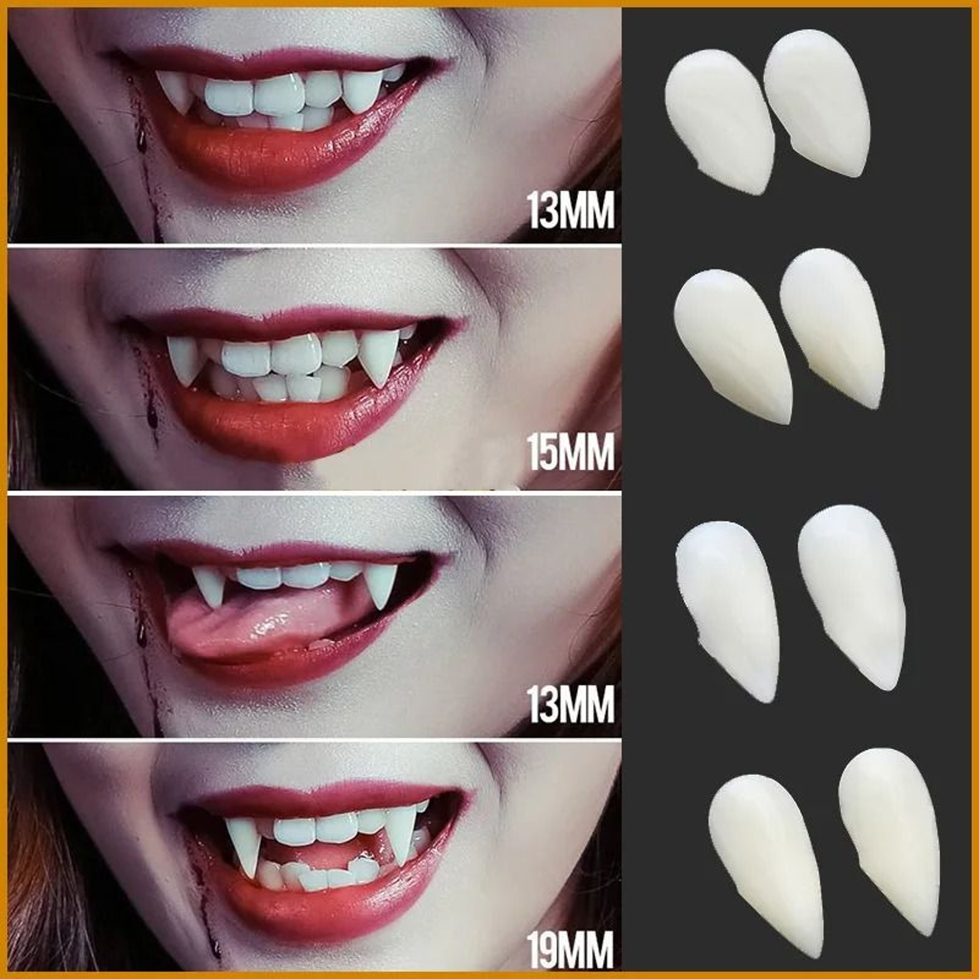 5 Pairs Halloween Vampire Fangs Teeth Set Resin Dentures Cosplay Props With Solid Glue 1