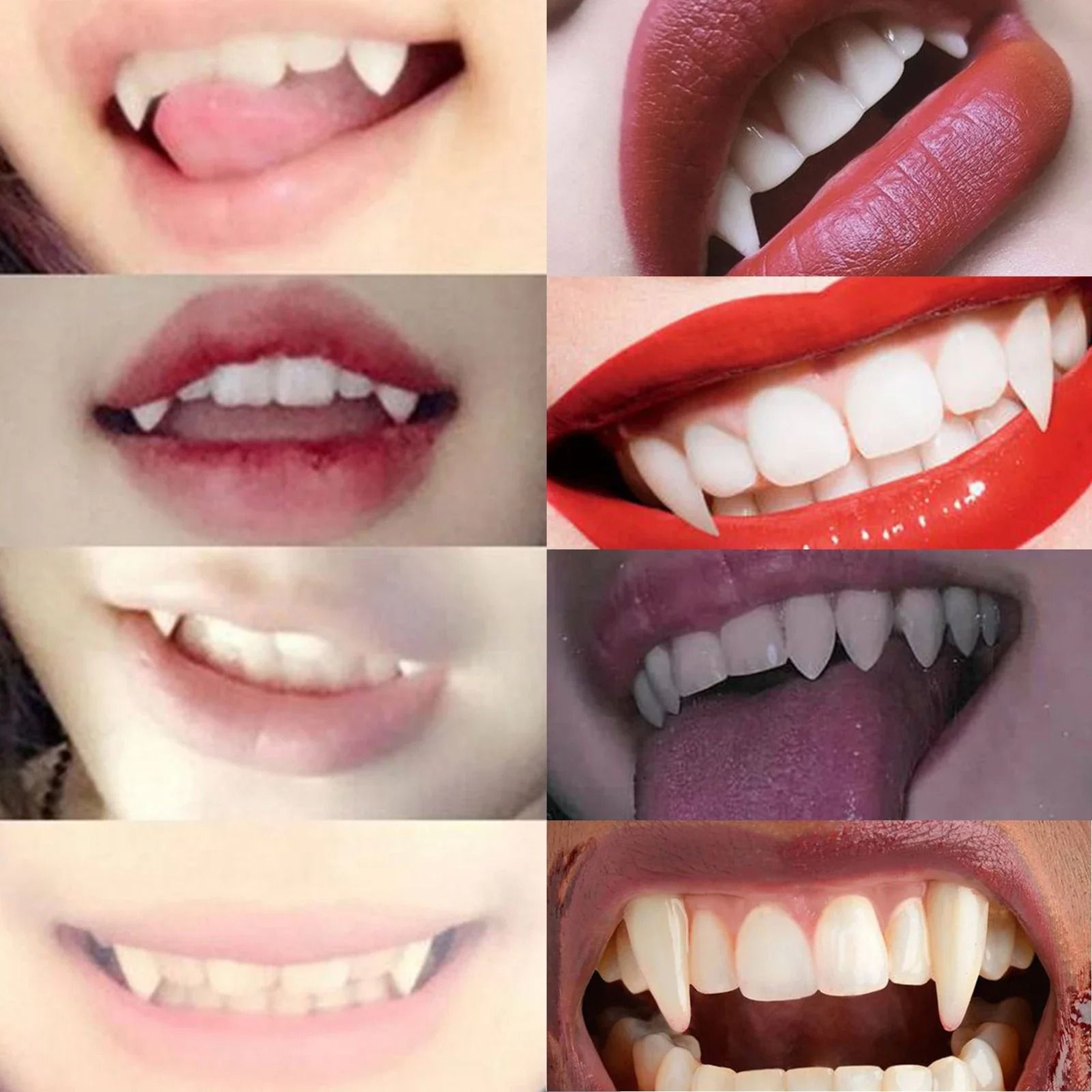 5 Pairs Halloween Vampire Fangs Teeth Set Resin Dentures Cosplay Props With Solid Glue 2