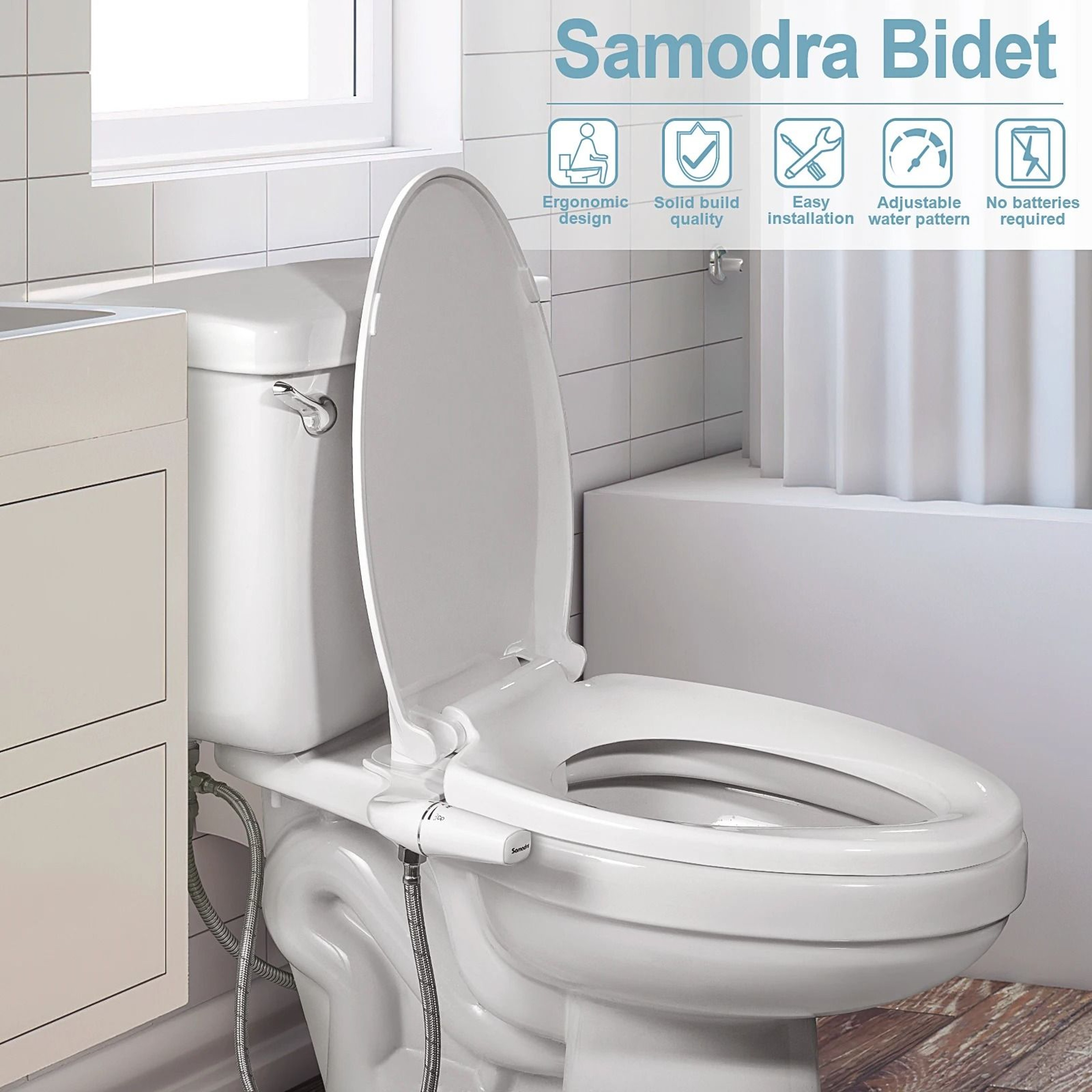 SAMODRA UltraSlim Bidet Toilet Seat Attachment Dual Nozzle Adjustable Water Pressure 1