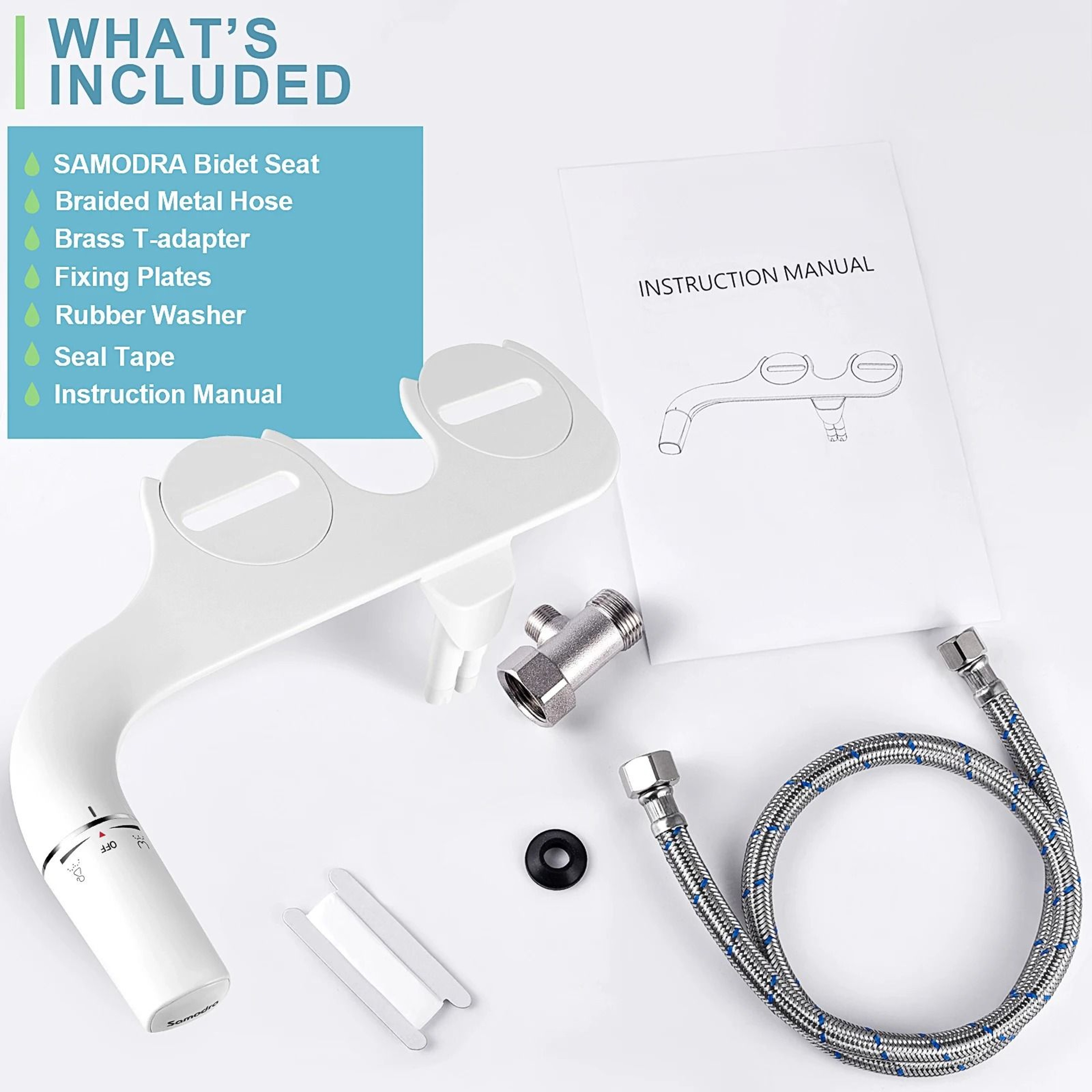 SAMODRA UltraSlim Bidet Toilet Seat Attachment Dual Nozzle Adjustable Water Pressure 5