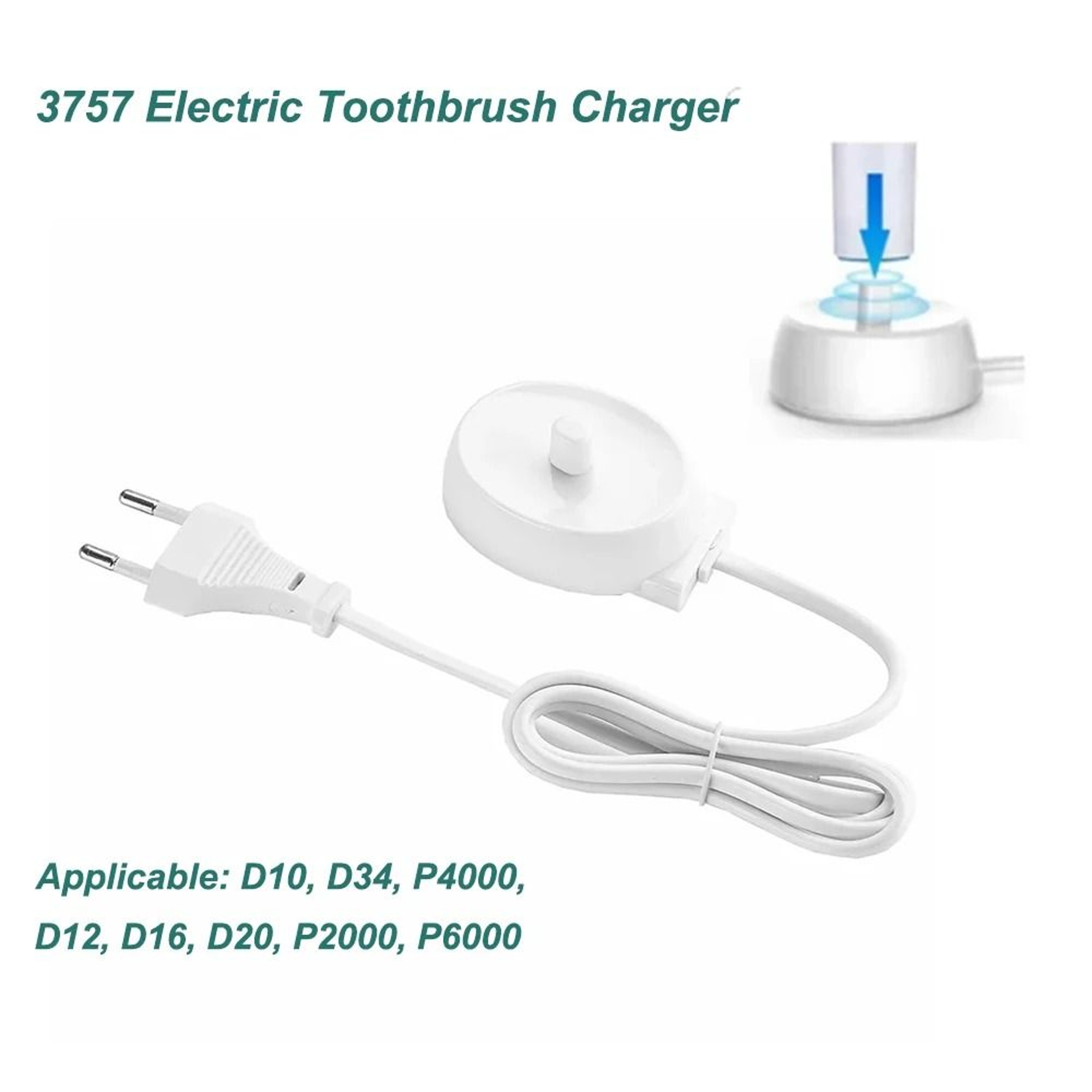 Replacement Charger Stand Compatible Braun Oral B 3709 3728 D12 D16 Pro3000 EU 0