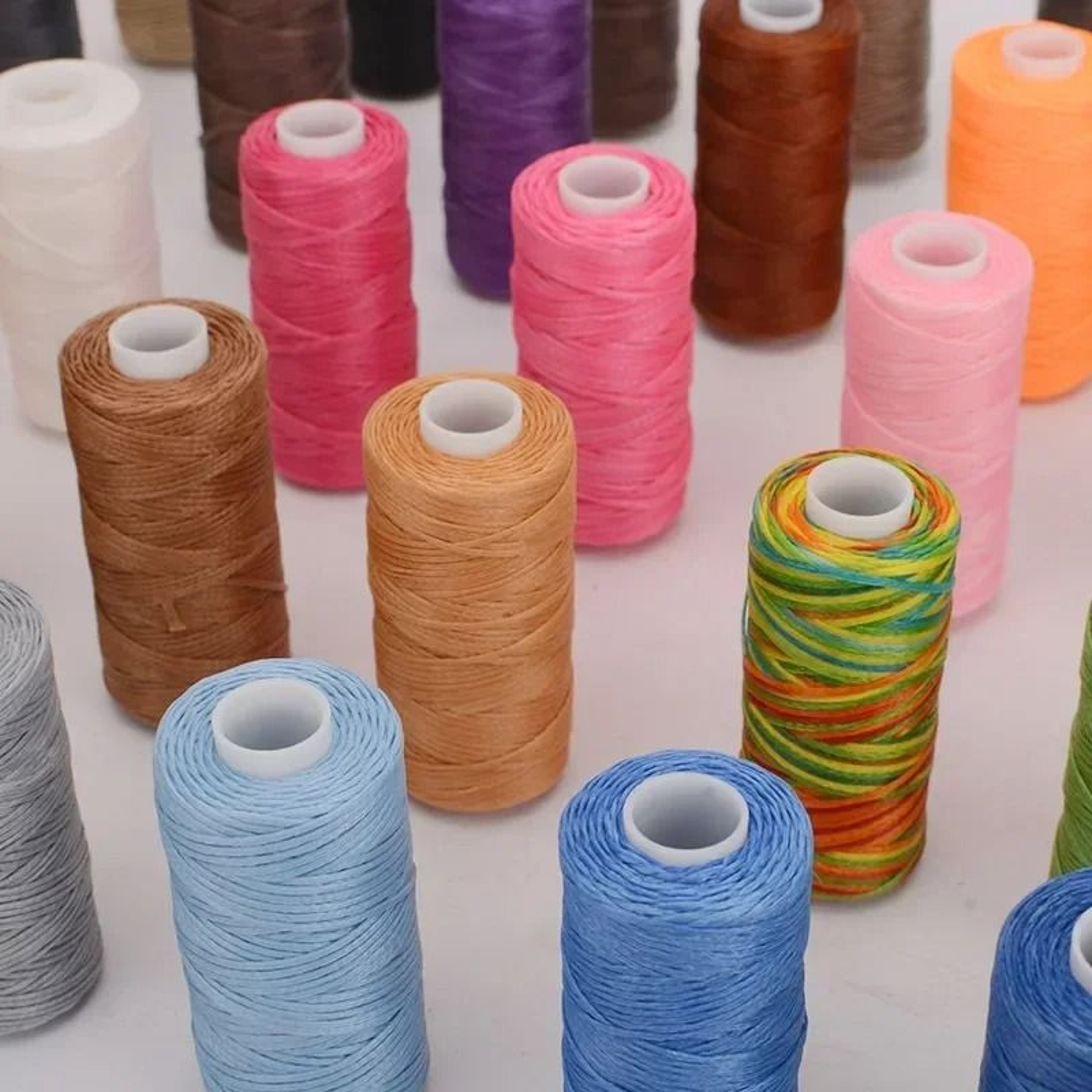 50M 08mm Flat Waxed Thread For Leathercraft Hand Stitching  DIY Handicrafts 0