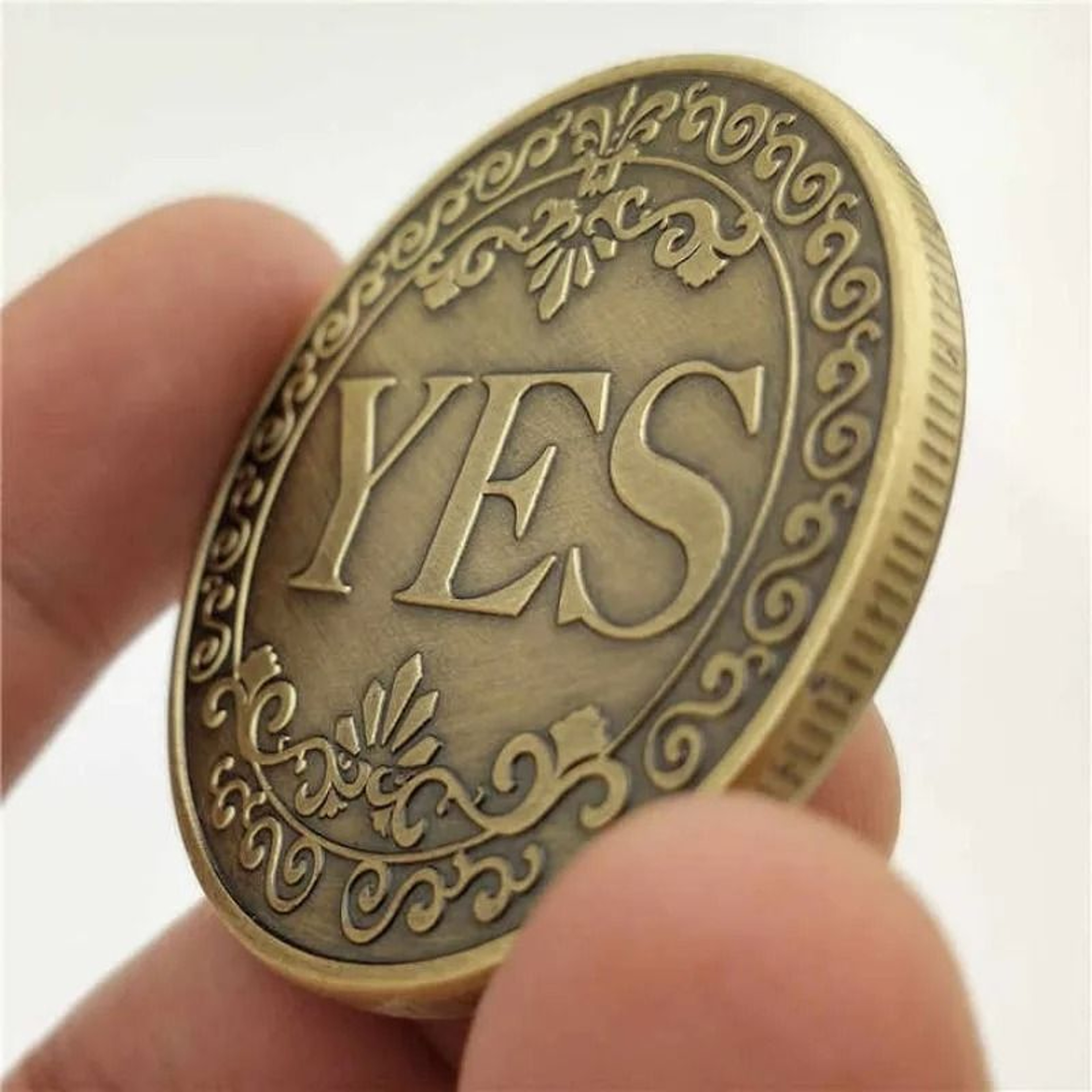 Vintage Antique Bronze YES NO Decision Coin  Good Luck Commemorative Challenge Coin 0