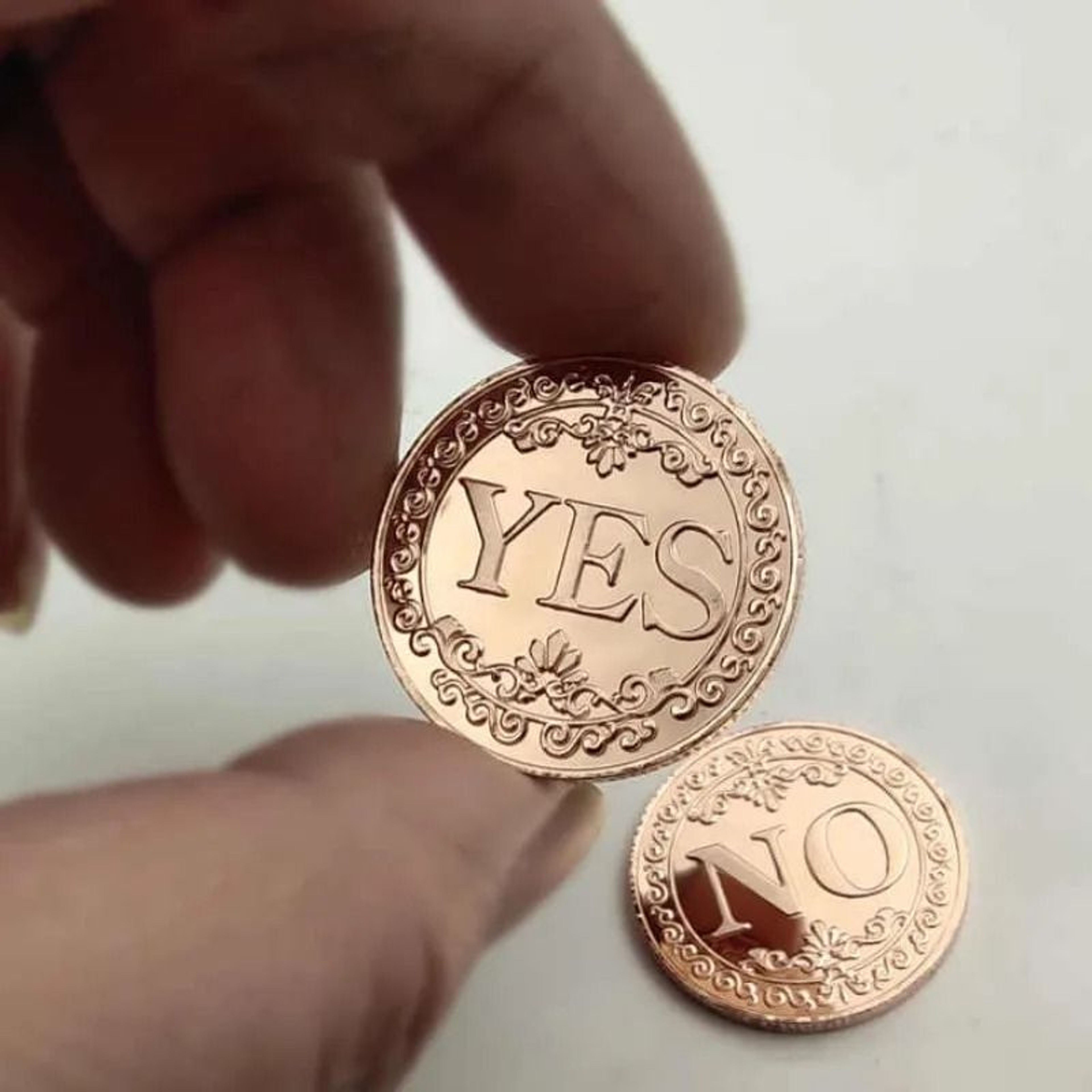 Vintage Antique Bronze YES NO Decision Coin  Good Luck Commemorative Challenge Coin 2
