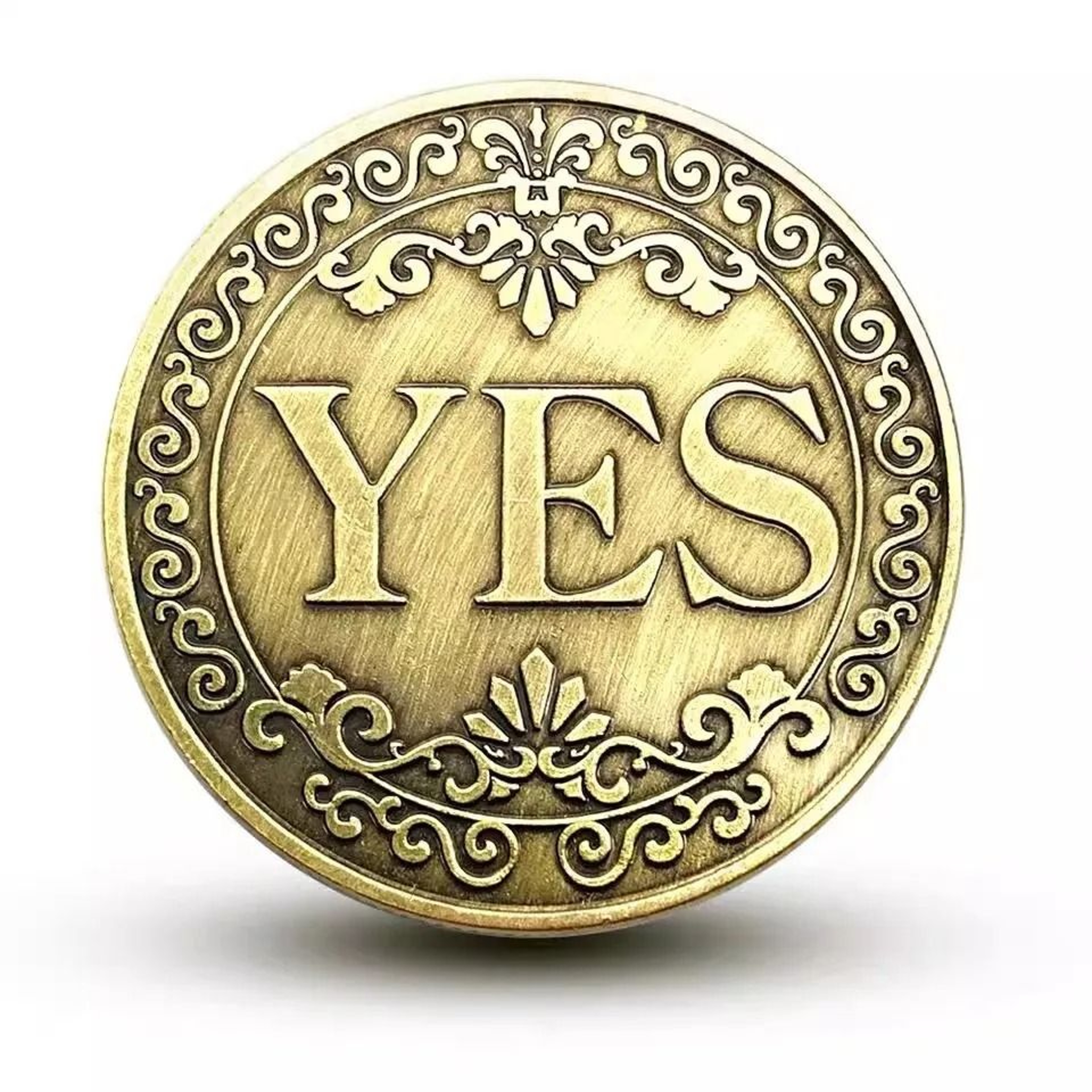 Vintage Antique Bronze YES NO Decision Coin  Good Luck Commemorative Challenge Coin 4